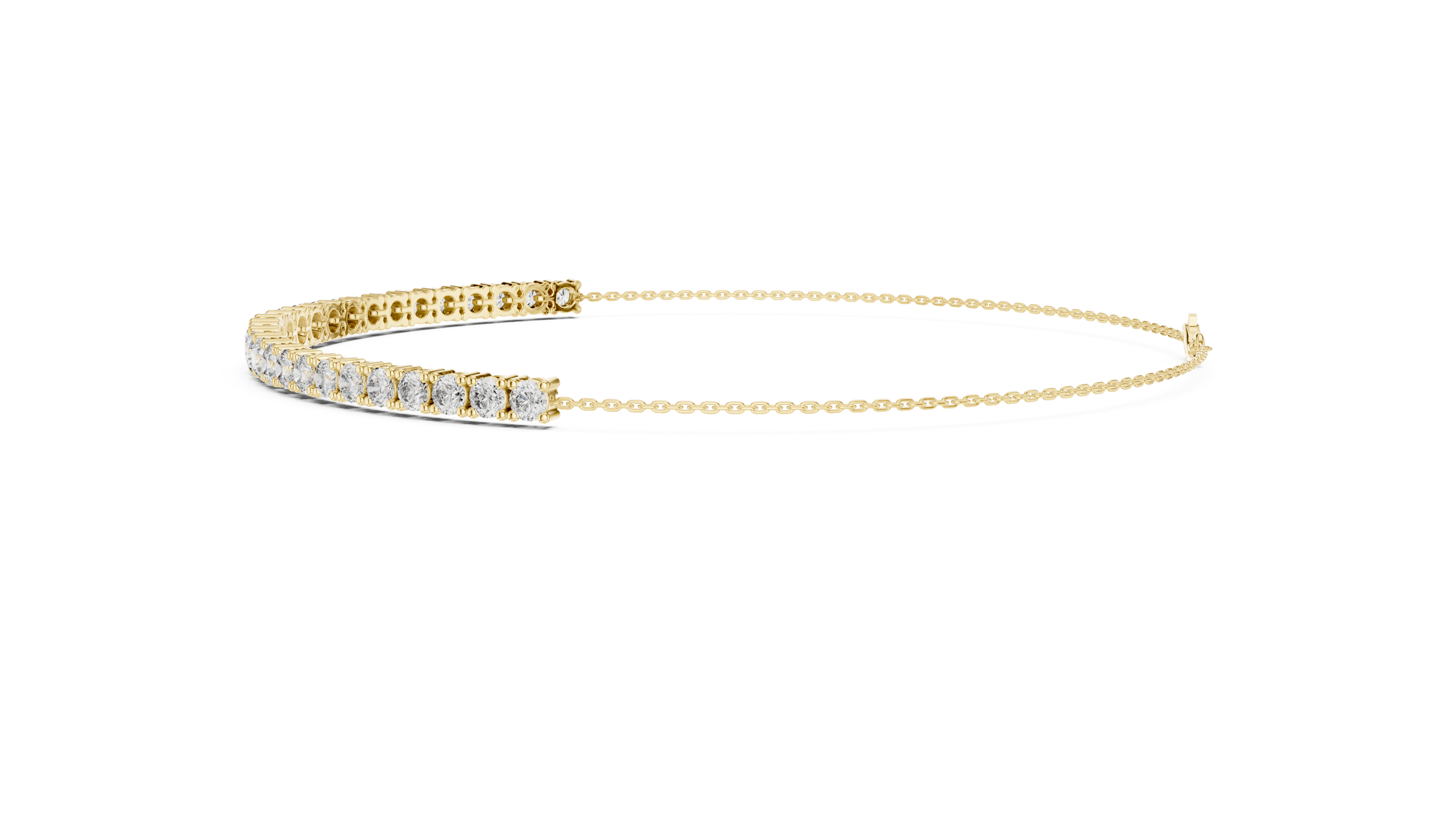Graduated Chain Style Tennis Diamond Bracelet | Round Lab-Grown Diamonds 18K Gold