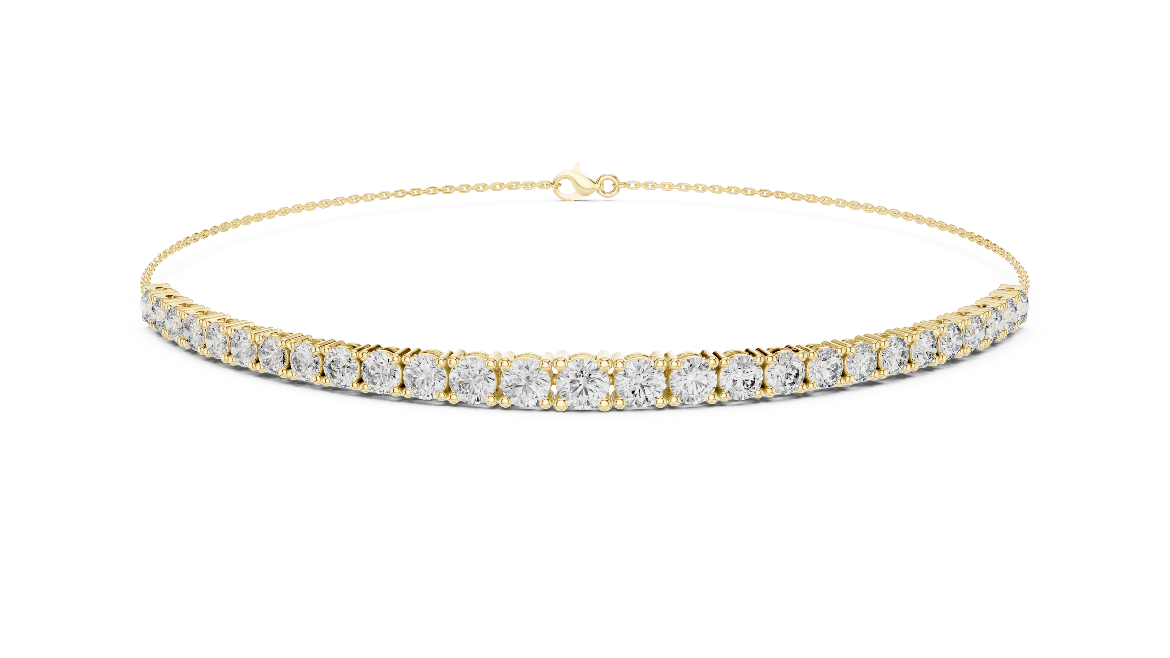 Graduated Chain Style Tennis Diamond Bracelet | Round Lab-Grown Diamonds 18K Gold