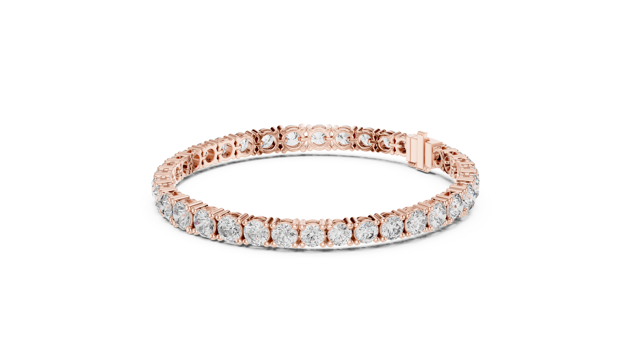 Symmetrical Graduated Round Lab - Grown Diamond Tennis Bracelet in 18K Gold