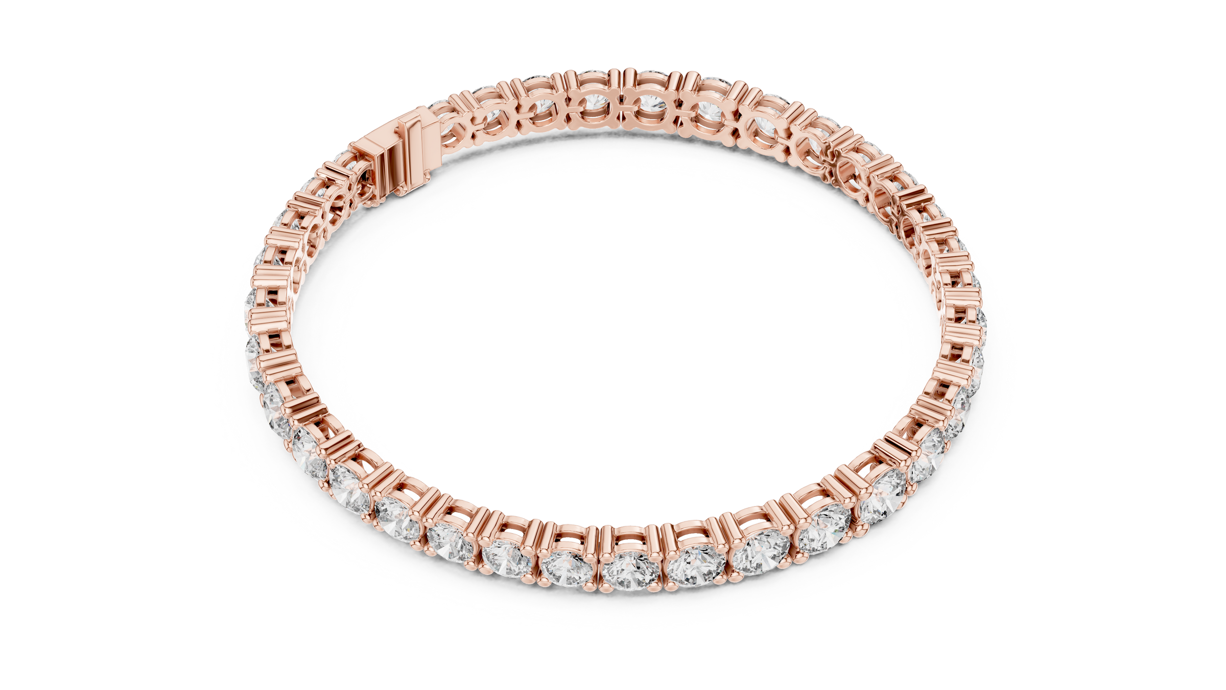Symmetrical Graduated Round Lab - Grown Diamond Tennis Bracelet in 18K Gold
