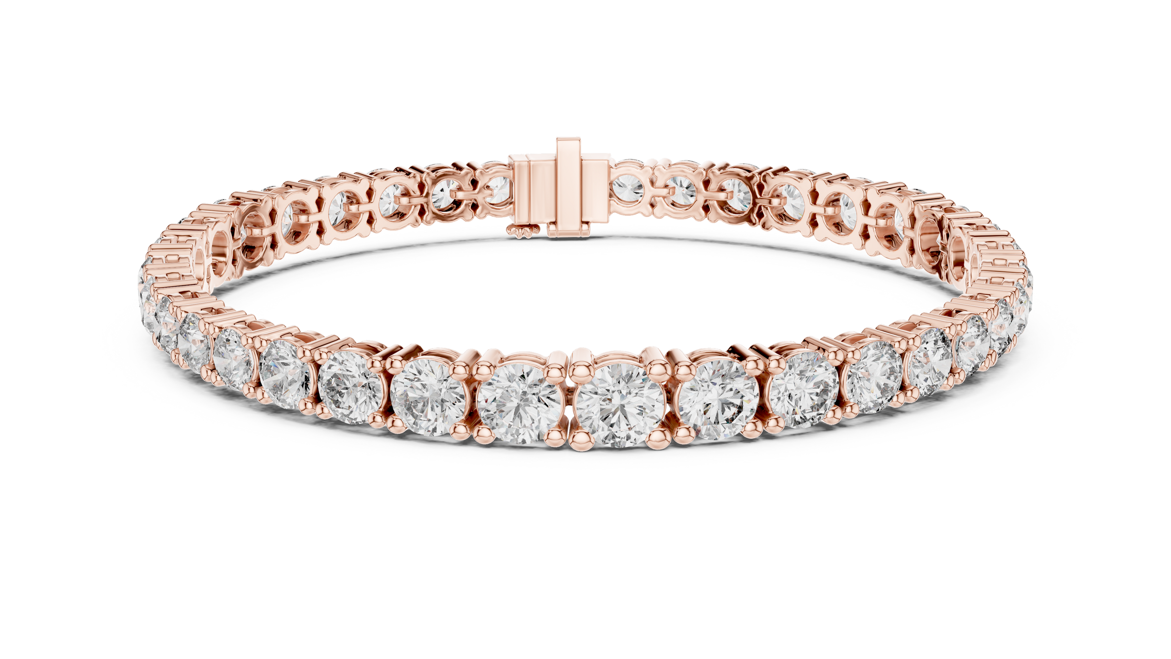 Symmetrical Graduated Round Lab - Grown Diamond Tennis Bracelet in 18K Gold