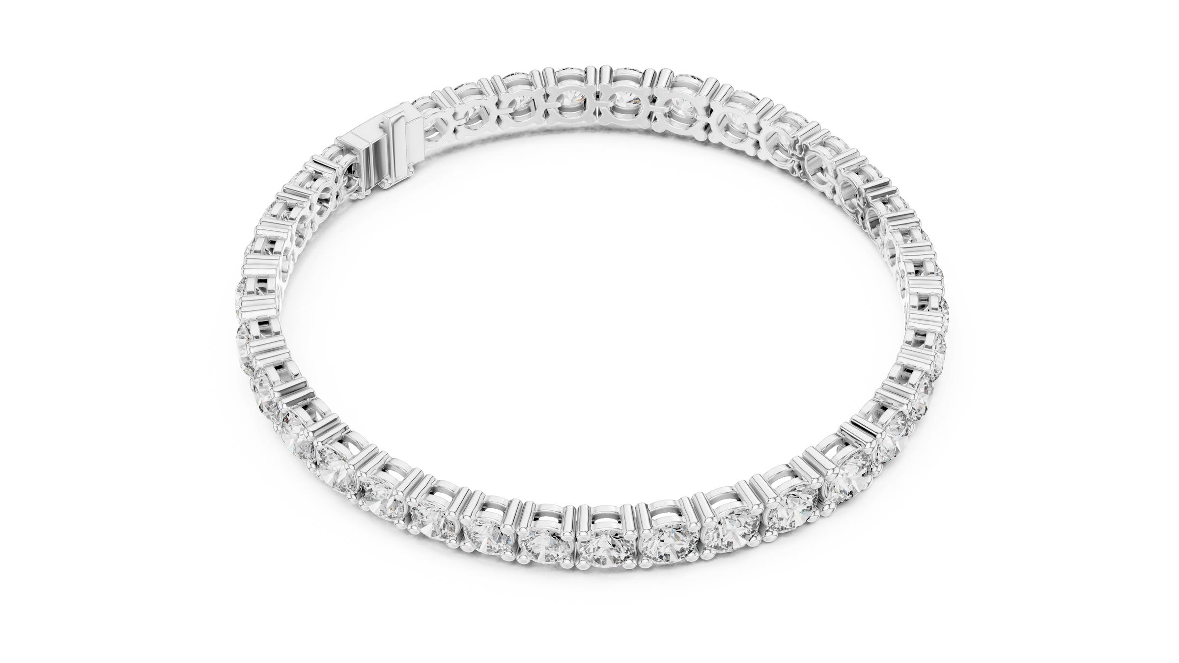 Symmetrical Graduated Round Lab - Grown Diamond Tennis Bracelet in 18K Gold