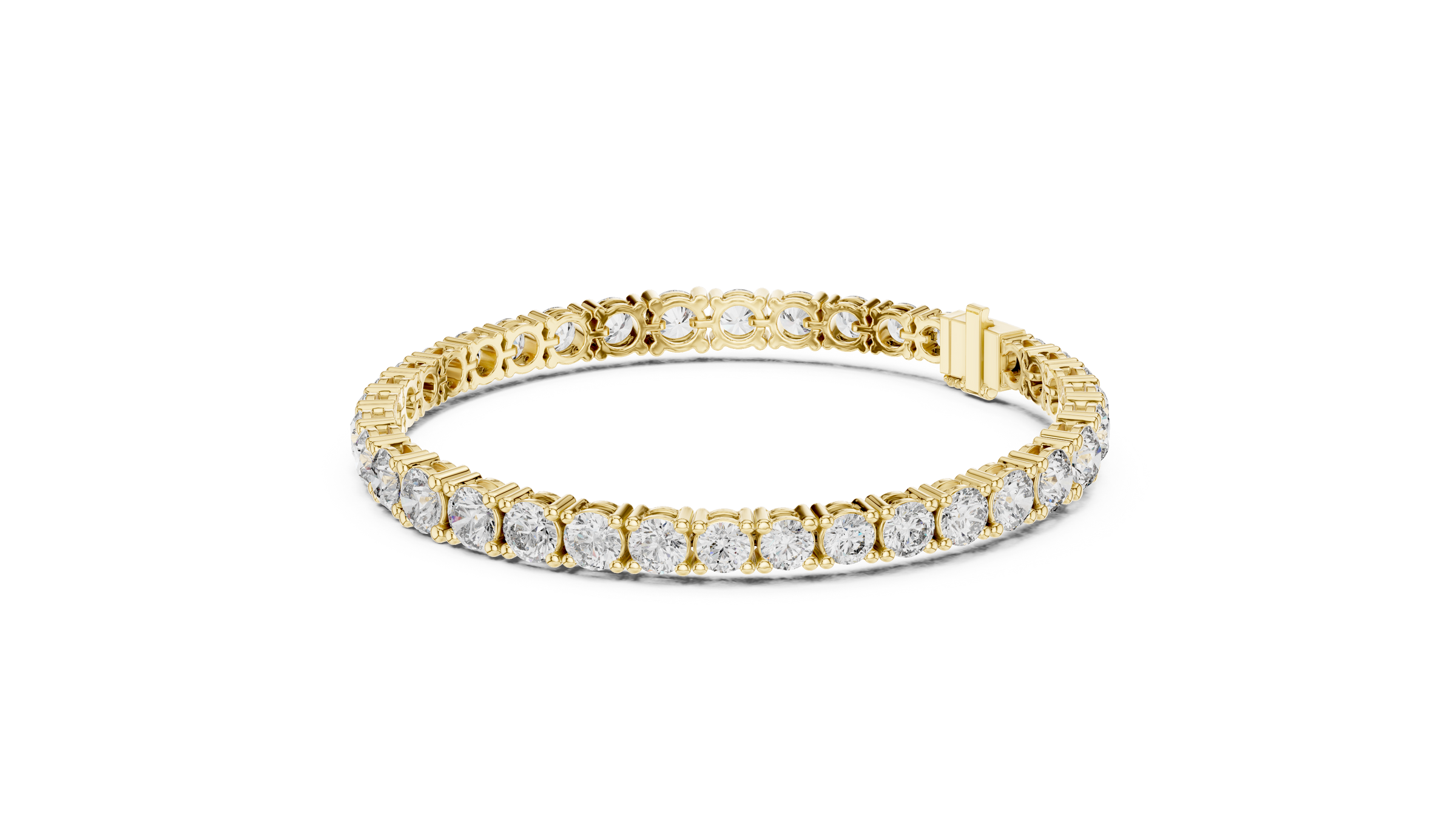 Symmetrical Graduated Round Lab - Grown Diamond Tennis Bracelet in 18K Gold