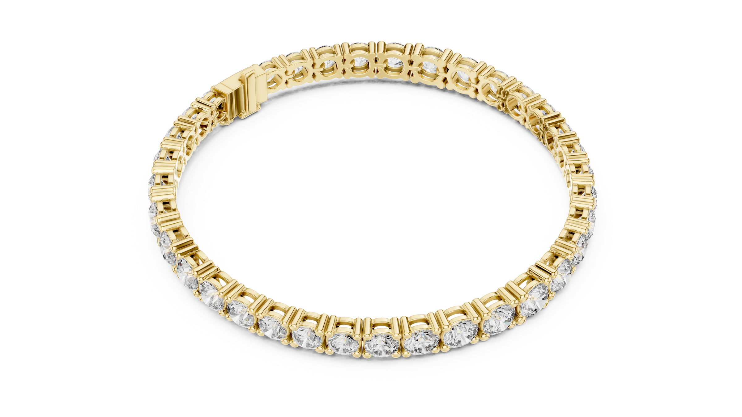 Symmetrical Graduated Round Lab - Grown Diamond Tennis Bracelet in 18K Gold