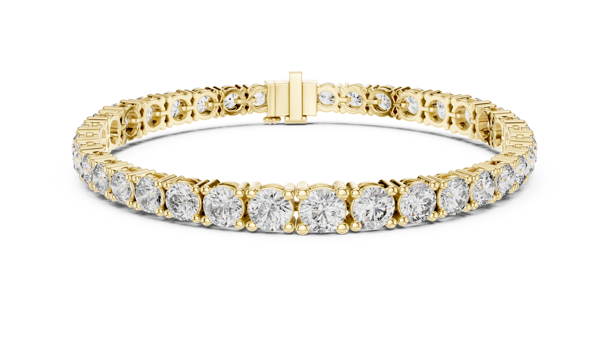 Symmetrical Graduated Round Lab - Grown Diamond Tennis Bracelet in 18K Gold