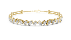 Fancy Shape Lab Grown Diamond Chain Bracelet 18K Gold – Emerald, Marquise, Pear & Oval