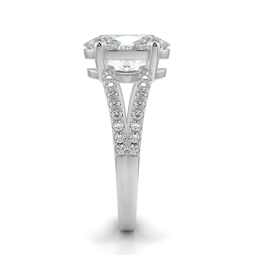 Oval-Cut Lab-Grown Diamond Ring with Pave Split Band