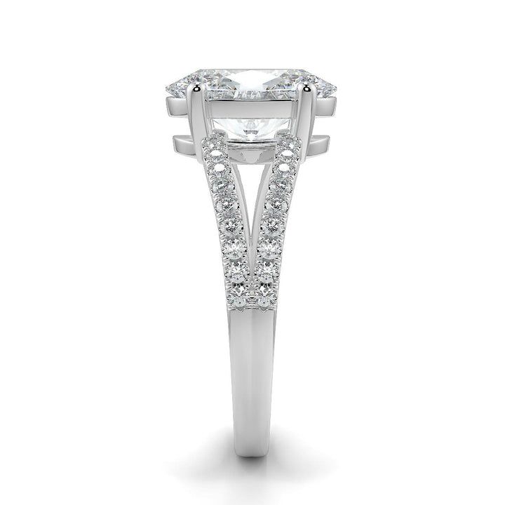 Oval-Cut Lab-Grown Diamond Ring with Pave Split Band