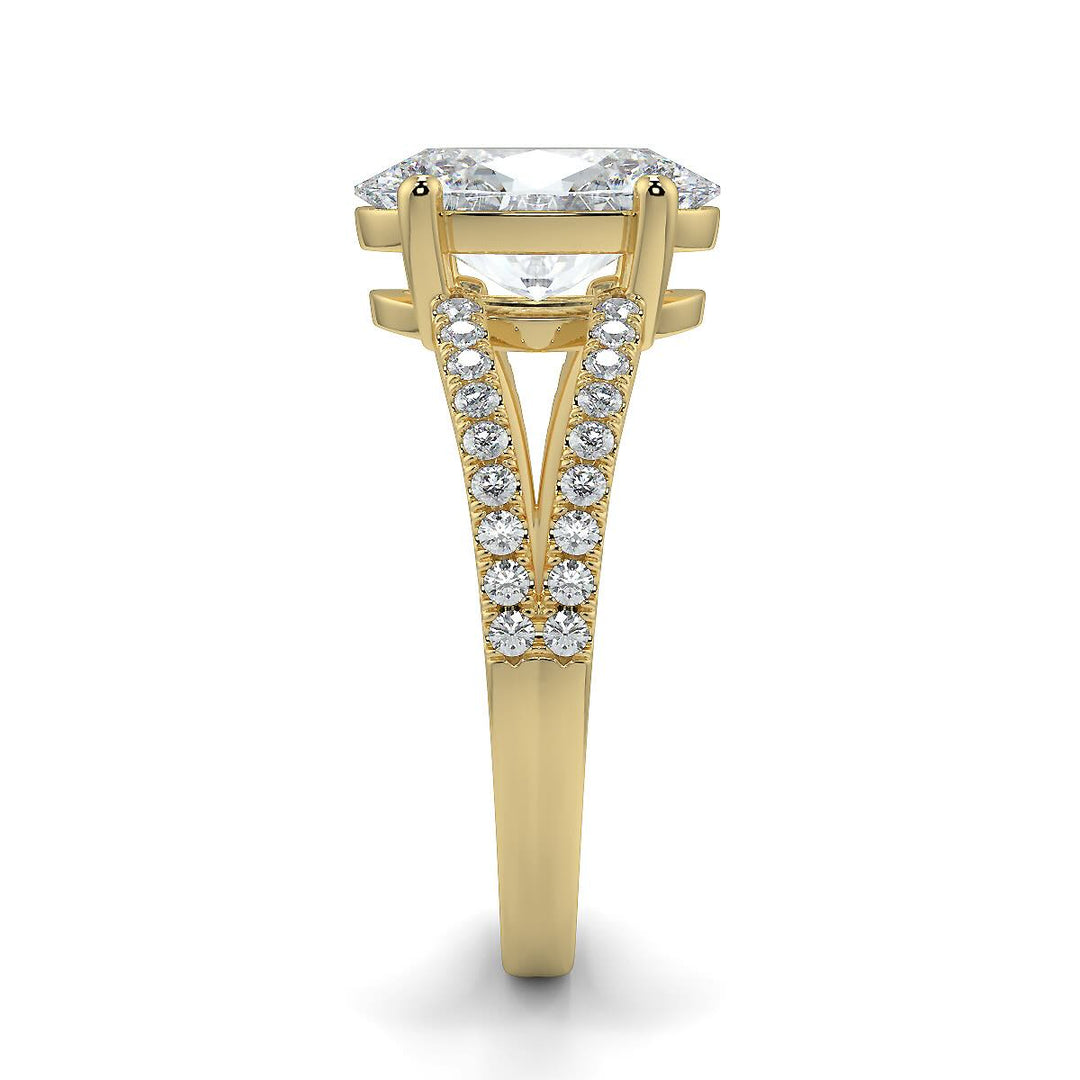 Oval-Cut Lab-Grown Diamond Ring with Pave Split Band
