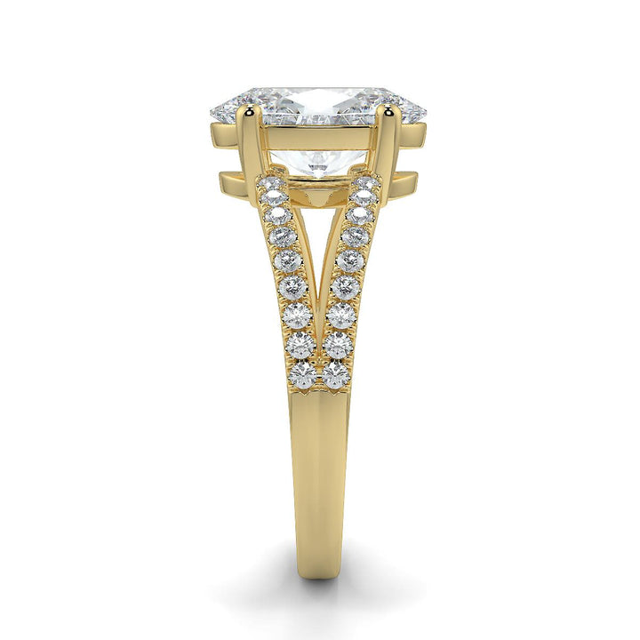 Oval-Cut Lab-Grown Diamond Ring with Pave Split Band
