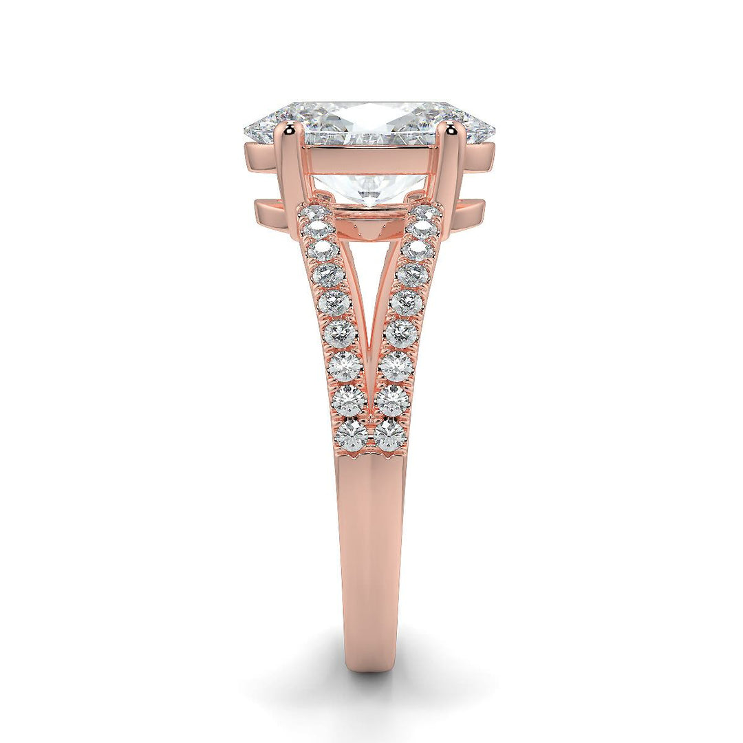 Oval-Cut Lab-Grown Diamond Ring with Pave Split Band