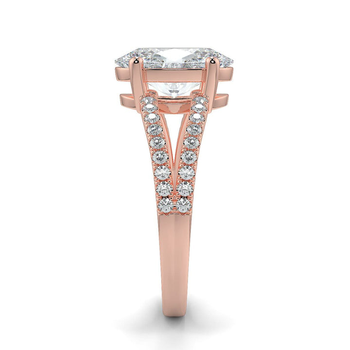 Oval-Cut Lab-Grown Diamond Ring with Pave Split Band