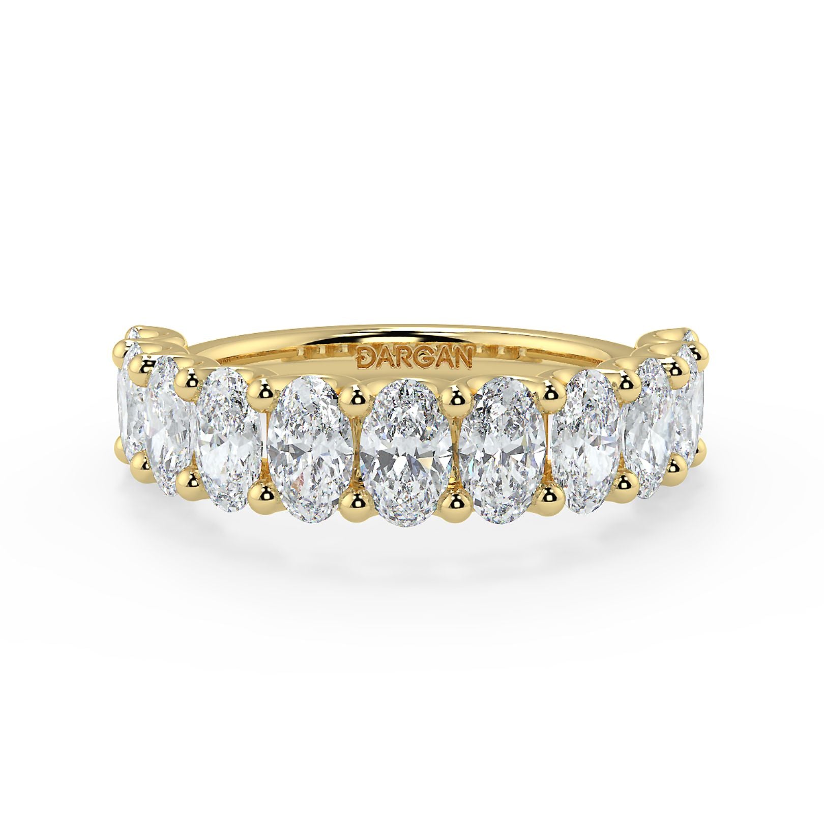 Half-Eternity 20-Pointer Oval Lab-Grown Diamond Ring in 18K White, Yellow & Rose Gold