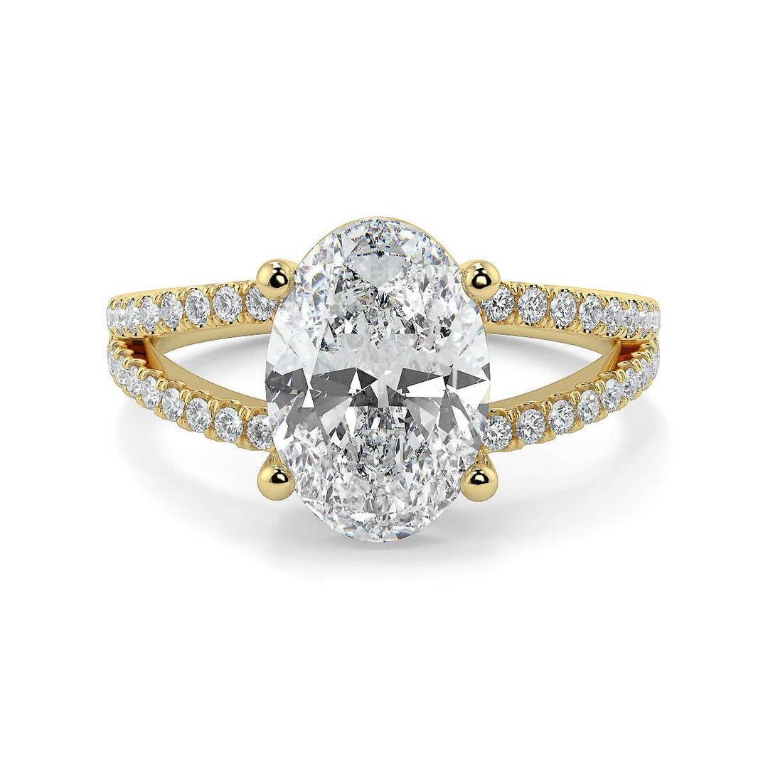 Oval-Cut Lab-Grown Diamond Ring with Pave Split Band