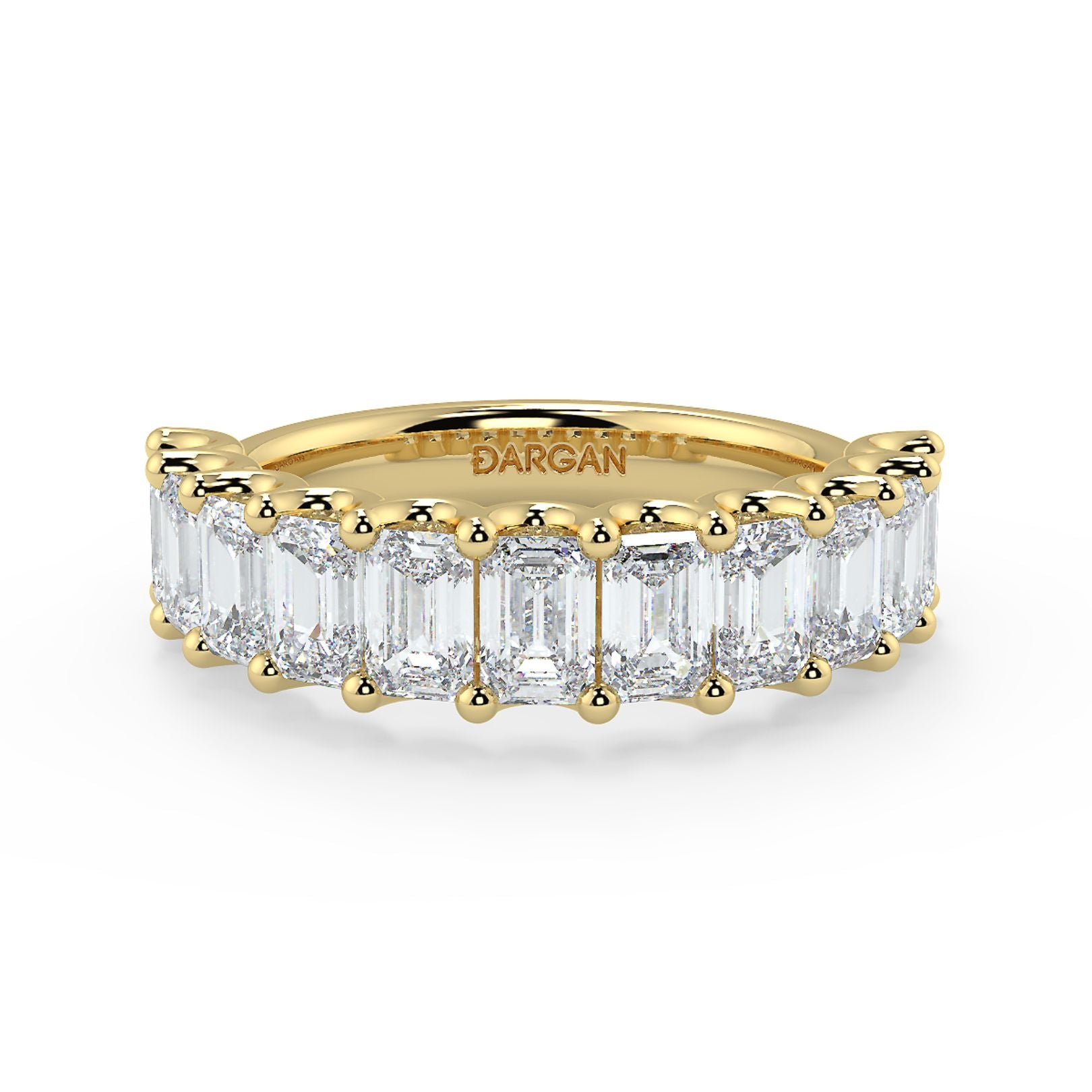 Half-Eternity 20-Pointer Emerald Cut Lab-Grown Diamond Ring in 18K White, Yellow & Rose Gold