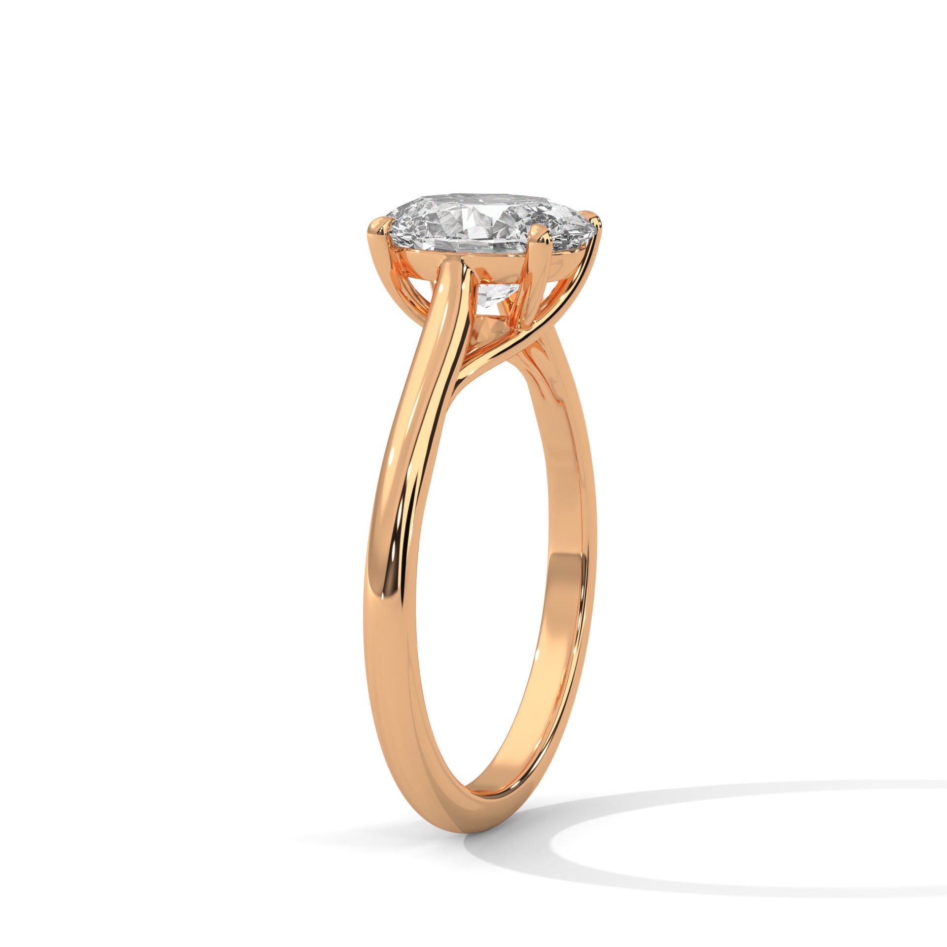 1–3 Carat Oval Lab Grown Diamond Solitaire Ring – Four Prong Setting in 18K Gold