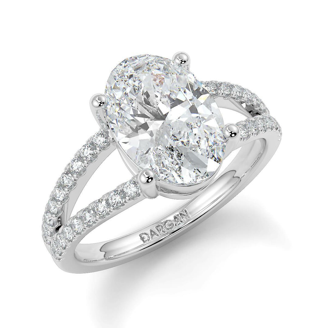 Oval-Cut Lab-Grown Diamond Ring with Pave Split Band