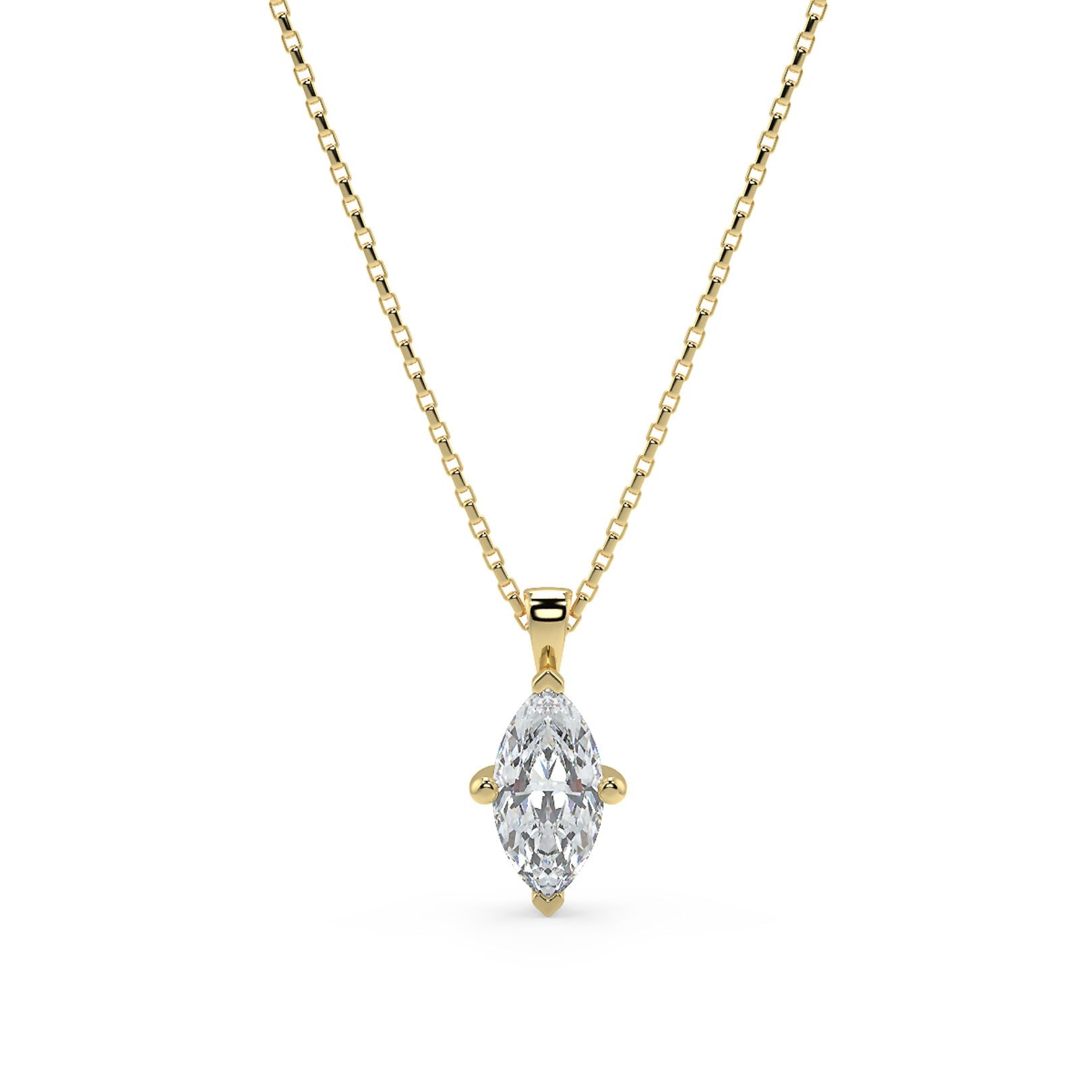Marquise Cut Lab-Grown Diamond Pendant Necklace with Chain | 18K Gold | 0.50–3 Carats