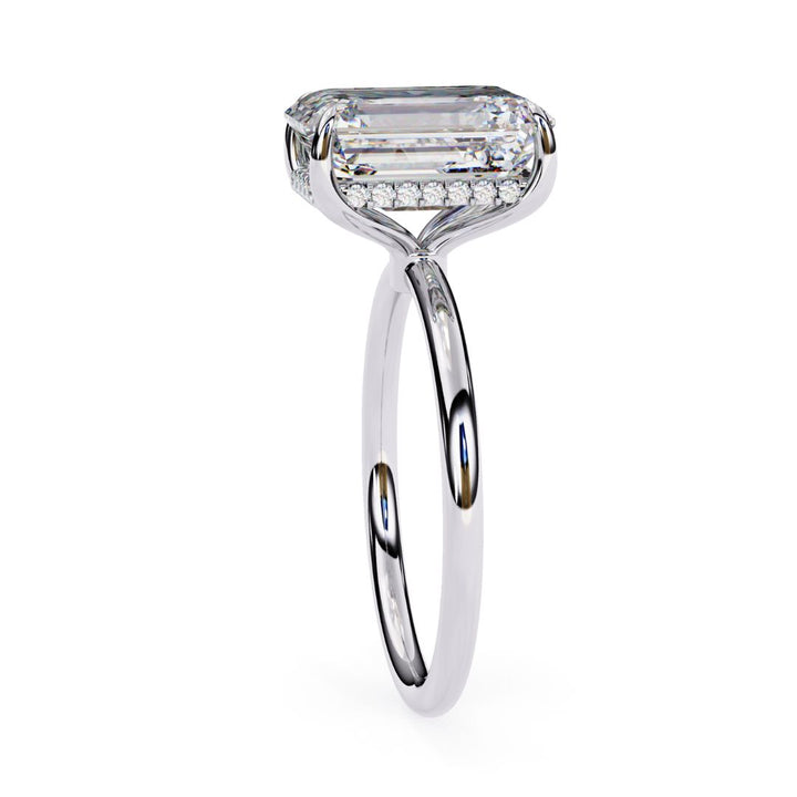 1–5 Carat Emerald Cut Lab Grown Diamond Hidden Halo Ring | Classic Solitaire | Dual Tone Options | IGI Certified | 18K Gold