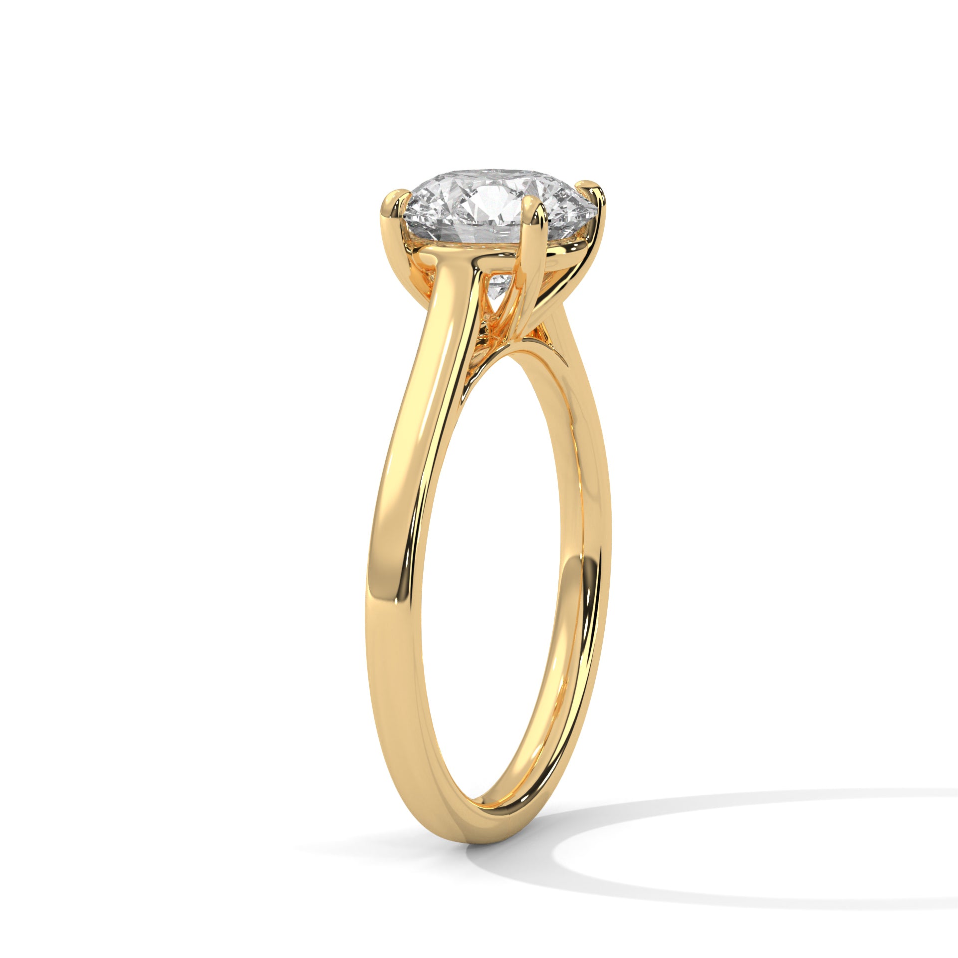 1–3 Carat Round Lab Grown Diamond Solitaire Ring – Cathedral Classic 4-Prong Setting, 18K Gold