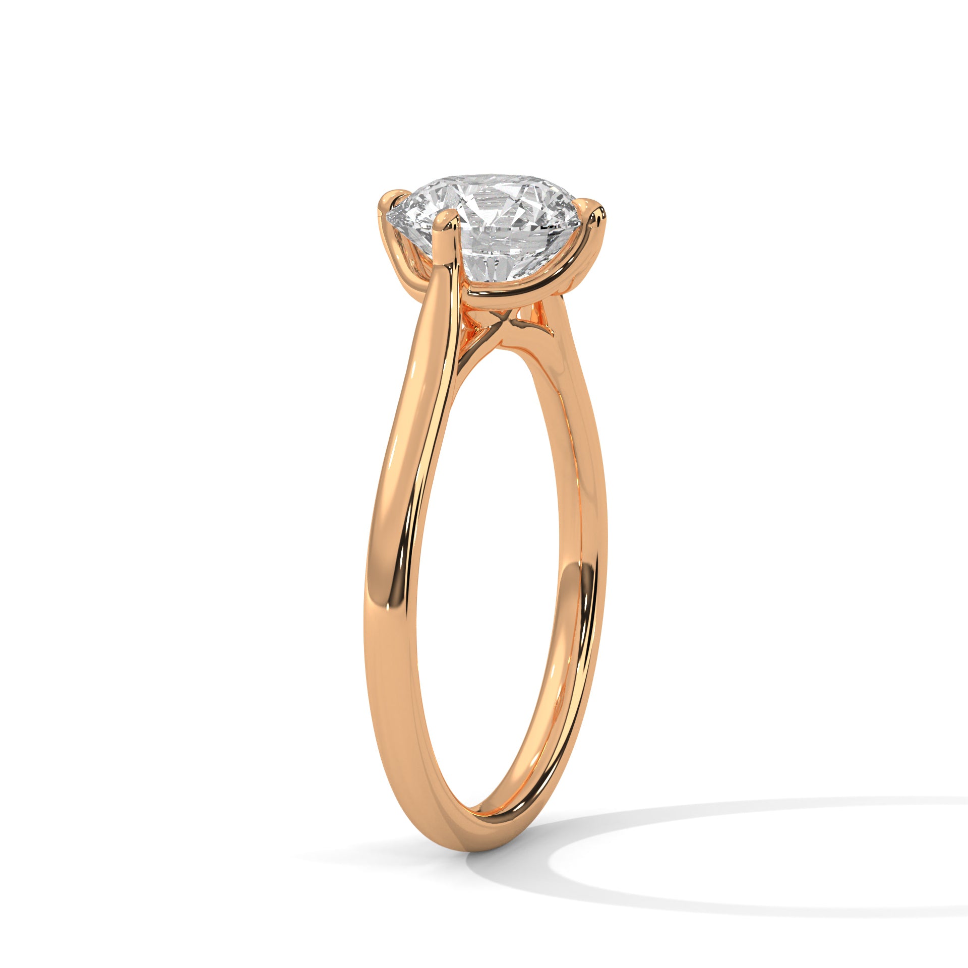 1–3 Carat Round Lab Grown Diamond Solitaire Ring – Tulip Prong Setting in 18K White, Yellow or Rose Gold