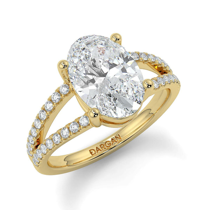 Oval-Cut Lab-Grown Diamond Ring with Pave Split Band