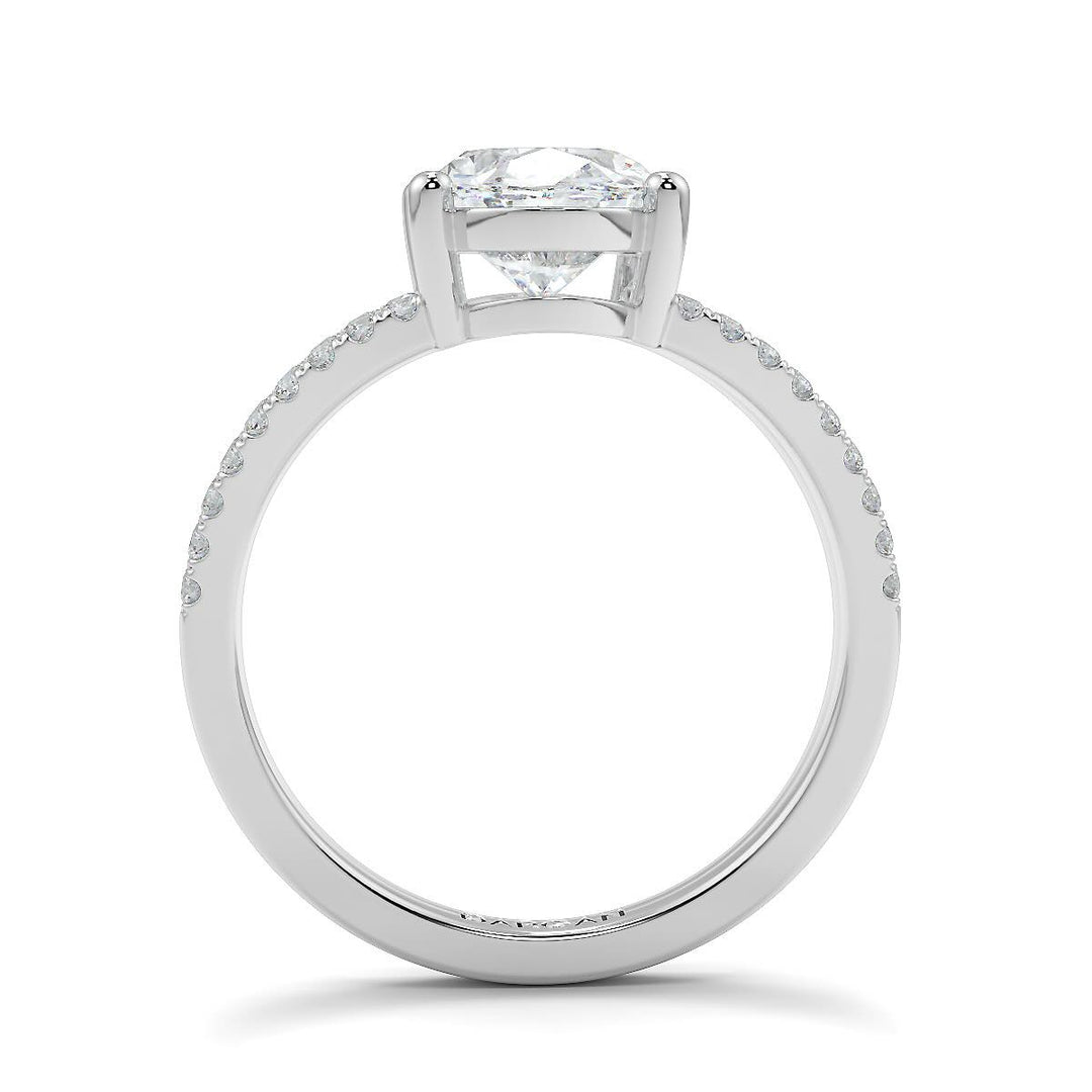 Oval-Cut Lab-Grown Diamond Ring with Pave Split Band
