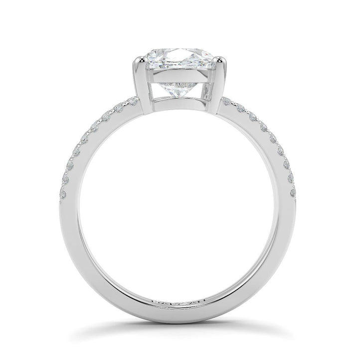 Oval-Cut Lab-Grown Diamond Ring with Pave Split Band
