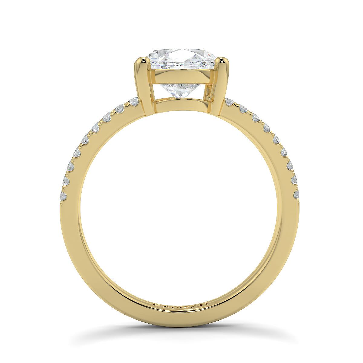 1–5 Carat Oval Cut Lab Grown Solitaire Diamond Ring with Split Shank in 18K Gold | Pavé Band