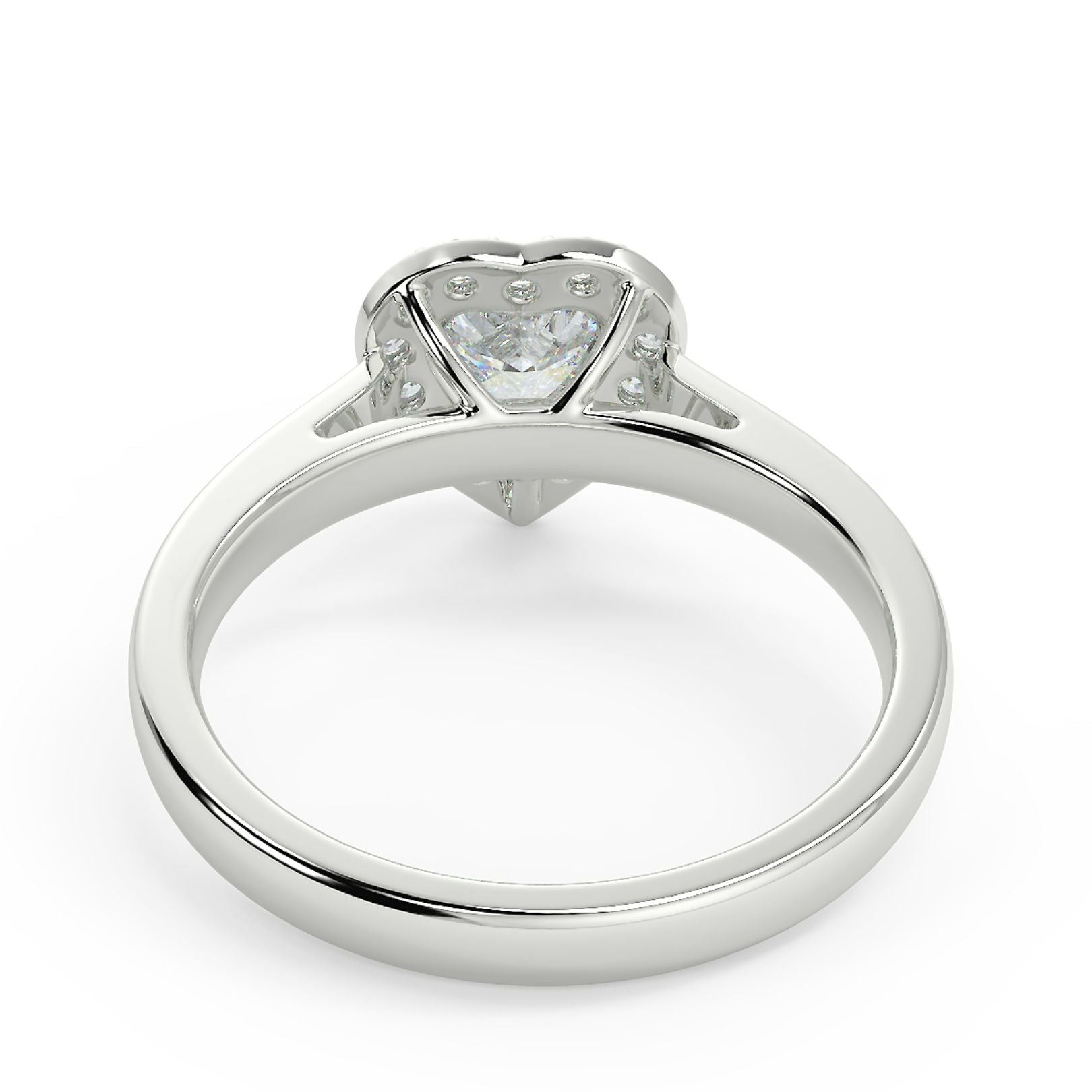 1-2 Carat Heart Cut Lab Grown Diamond Halo Ring | Romantic Design | IGI Certified | 18K White Gold