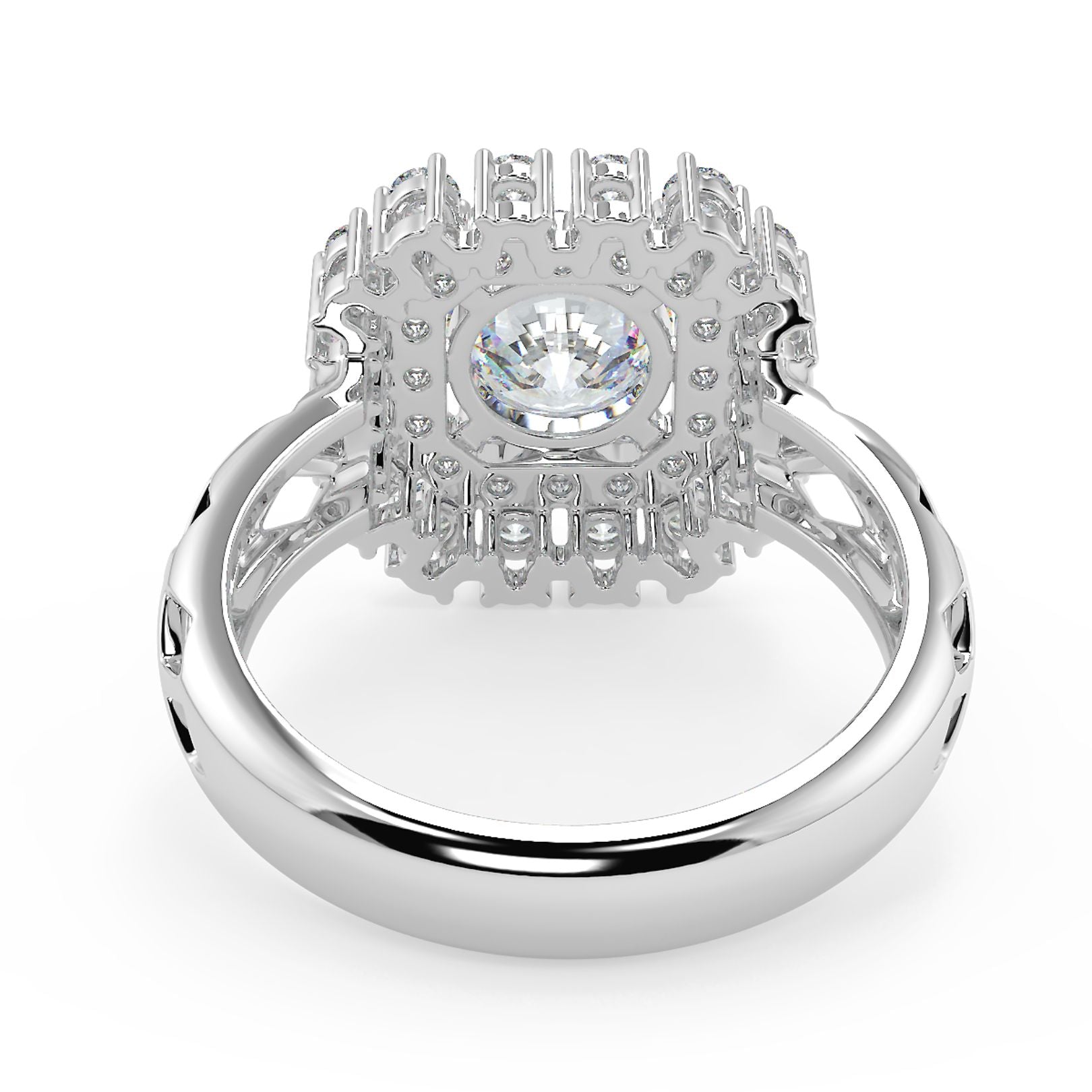 1 Carat Round Lab Grown Diamond Grand Halo Ring | Multi-Layer Pavé | IGI Certified | 18K White, Yellow & Rose Gold