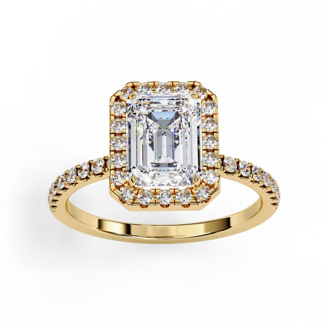 Emerald-Cut Lab-Grown Diamond Halo Ring