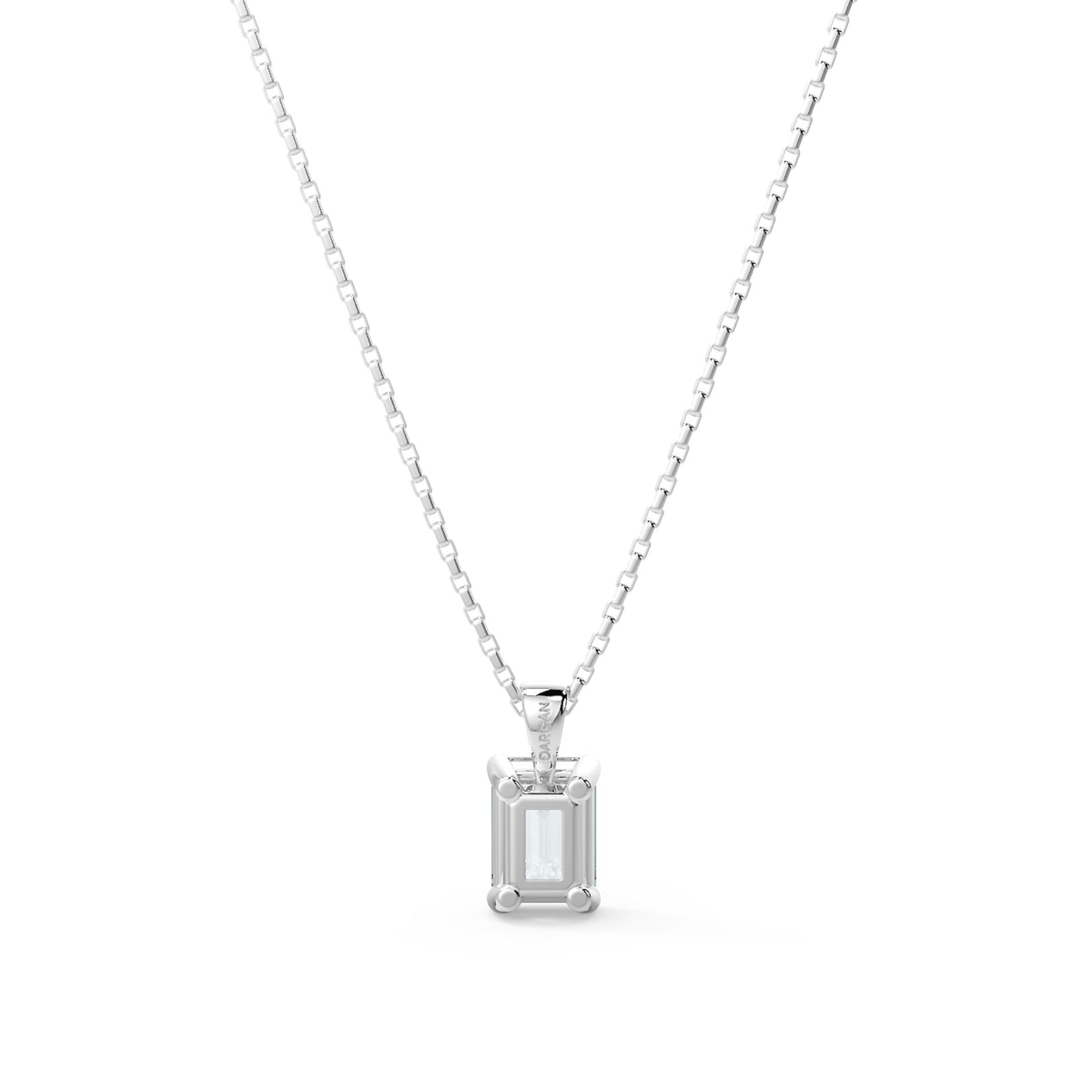 Emerald Cut Lab-Grown Diamond Solitaire Pendant Necklace with Chain | 18K Gold | 0.50–3 Carats