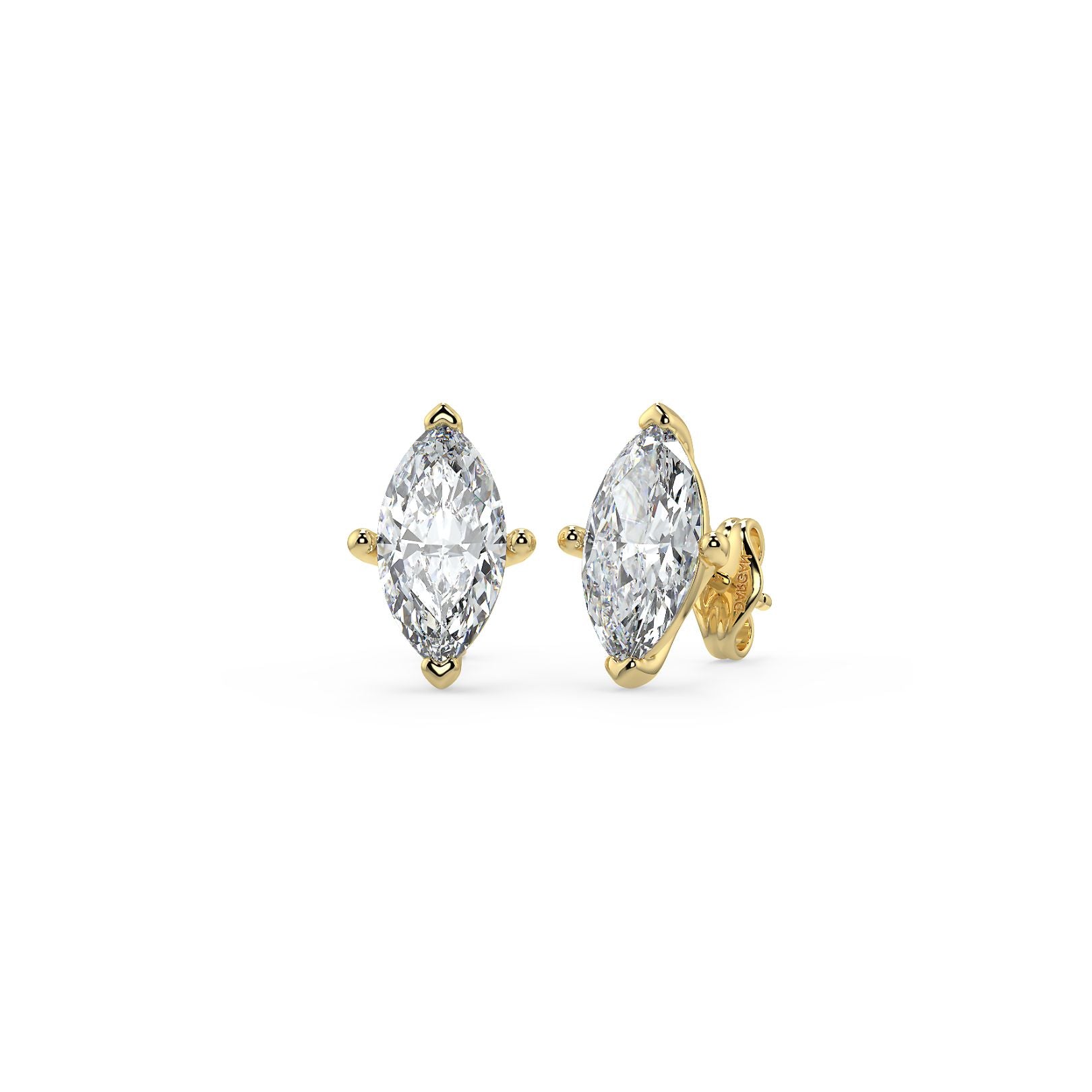0.50–4 Carat Marquise Cut Lab Grown Diamond Stud Earrings | Brilliant Solitaires | 18K White, Yellow & Rose Gold