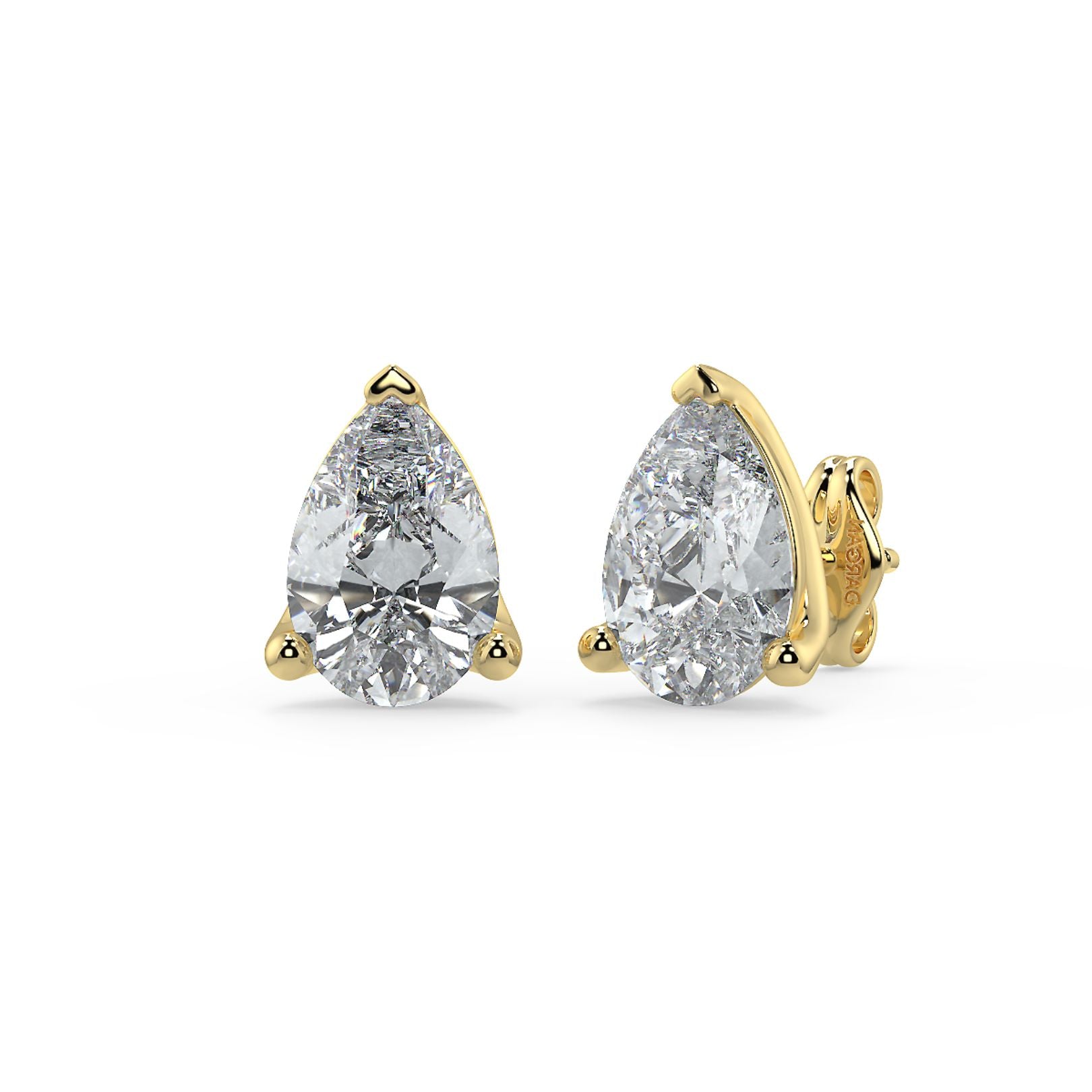 0.50–4 Carat Pear Cut Lab Grown Diamond Stud Earrings | Teardrop Solitaire | 18K White, Yellow & Rose Gold