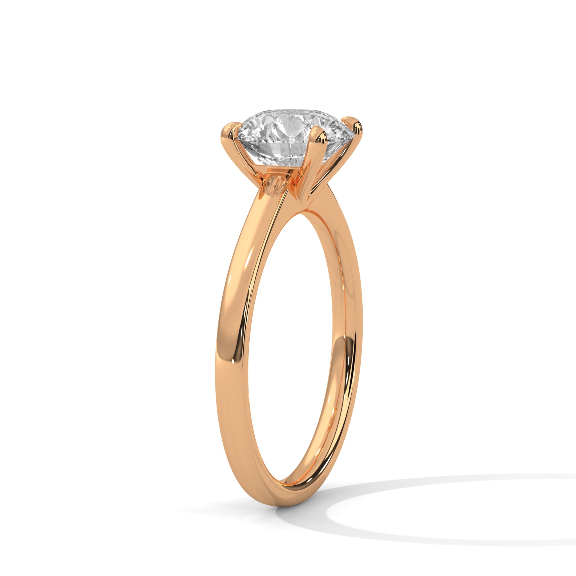 1–3 Carat Round Lab Grown Diamond Solitaire Ring – Classic 4 Prong Setting in 18K White, Yellow or Rose Gold