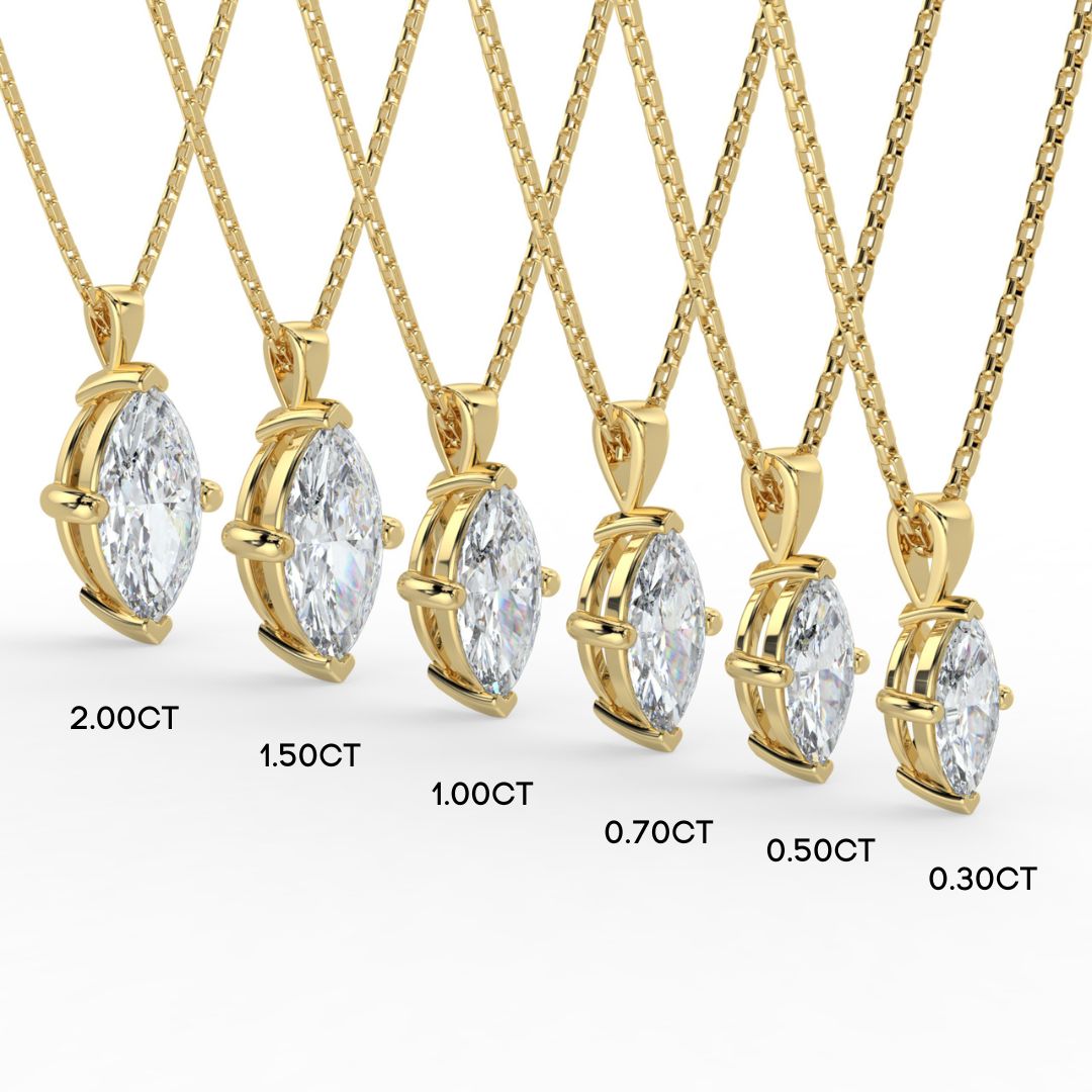 Marquise Cut Lab-Grown Diamond Pendant Necklace with Chain | 18K Gold | 0.50–3 Carats