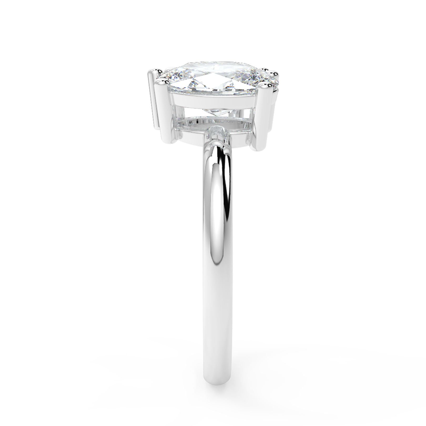 Oval and Pear Toi et Moi Lab-Grown Diamond Solitaire Ring in 18K White, Yellow & Rose Gold