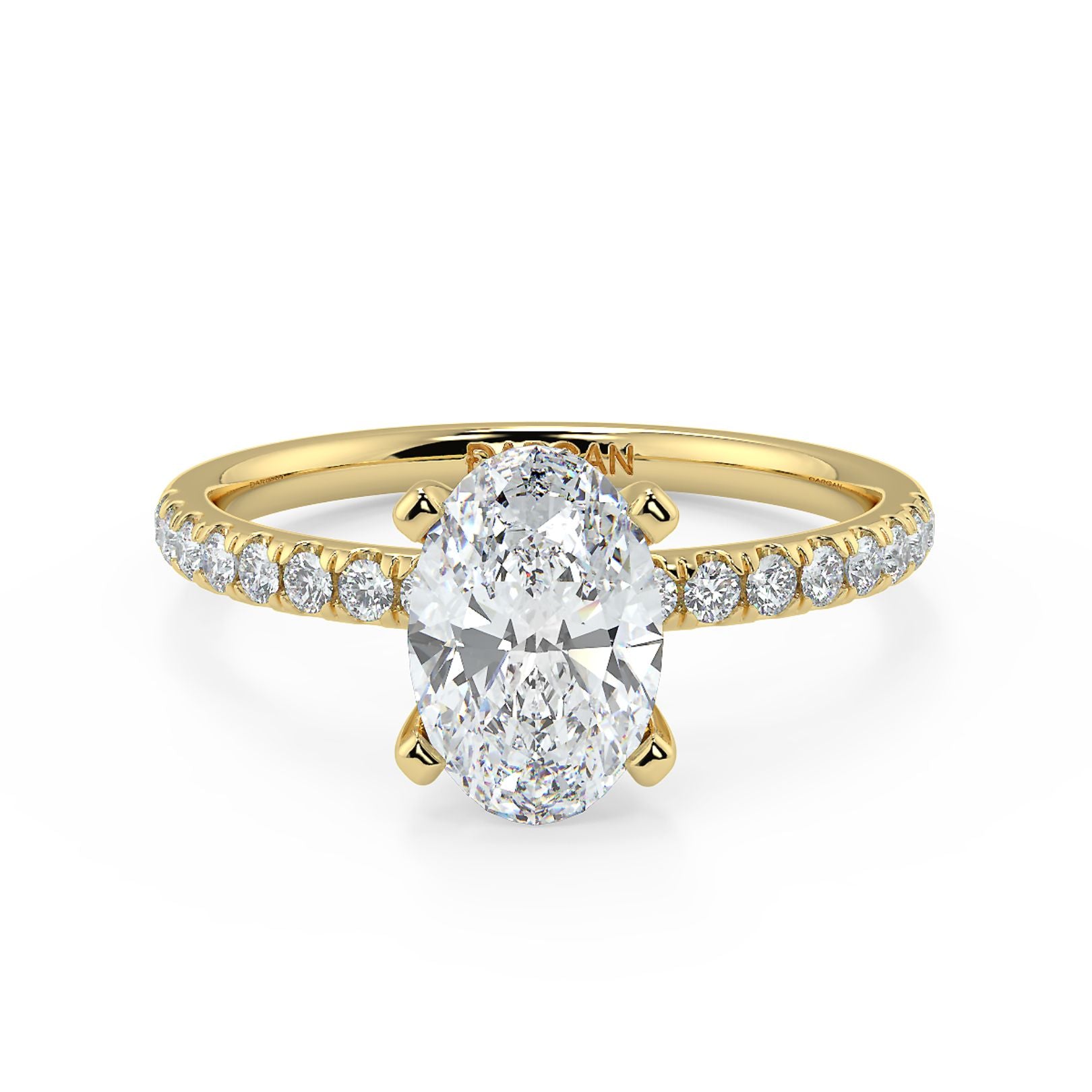 1–3 Carat Oval Cut Lab Grown Diamond Solitaire Ring | Pavé Band | IGI Certified | 18K White, Yellow & Rose Gold