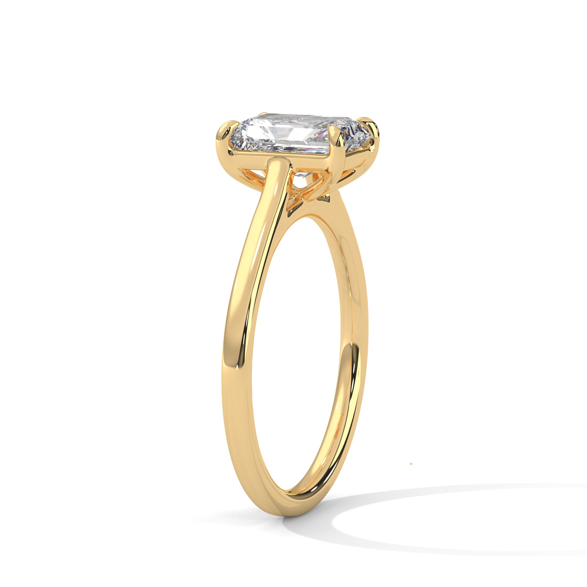1–3 Carat Emerald Cut Lab Grown Diamond Solitaire Ring – Four Prong Setting in 18K Gold