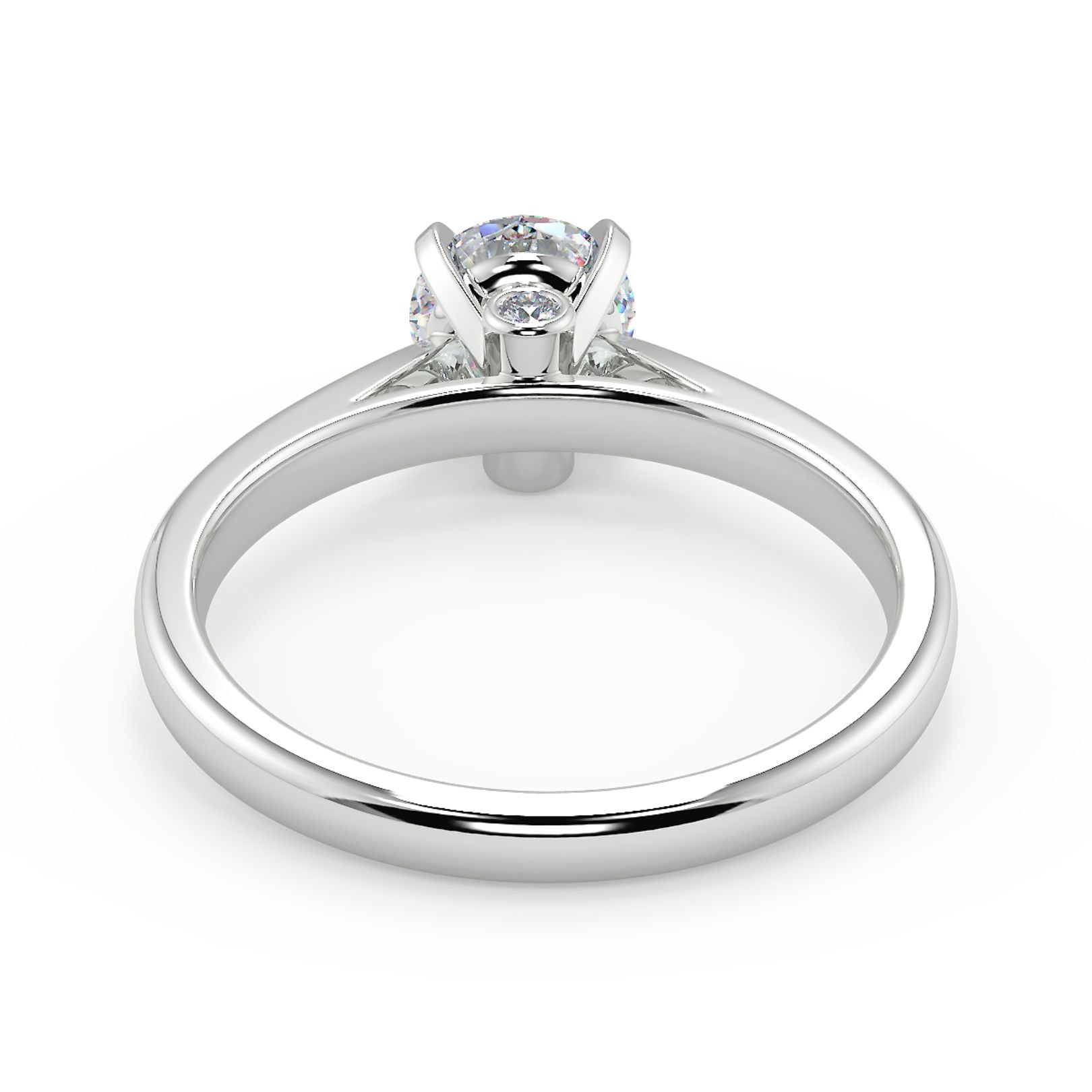 1–2 Carat Round Lab Grown Diamond Solitaire Ring | Hidden Diamond Accent | IGI Certified | 18K White Gold