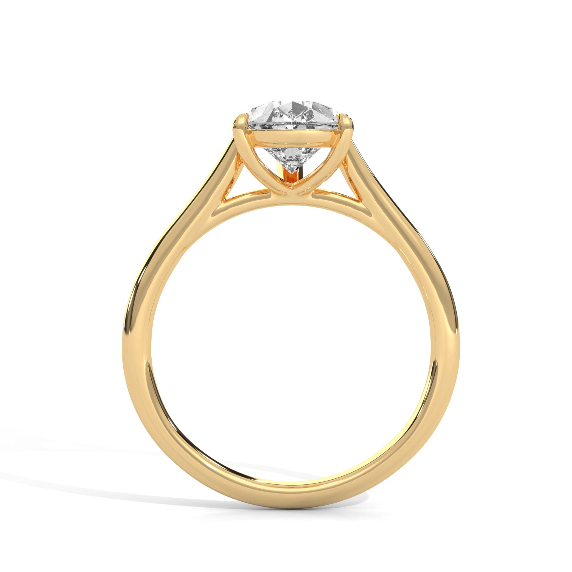 1–3 Carat Pear Lab Grown Diamond Solitaire Ring – Three-Prong Setting with Plain Band in 18K Gold
