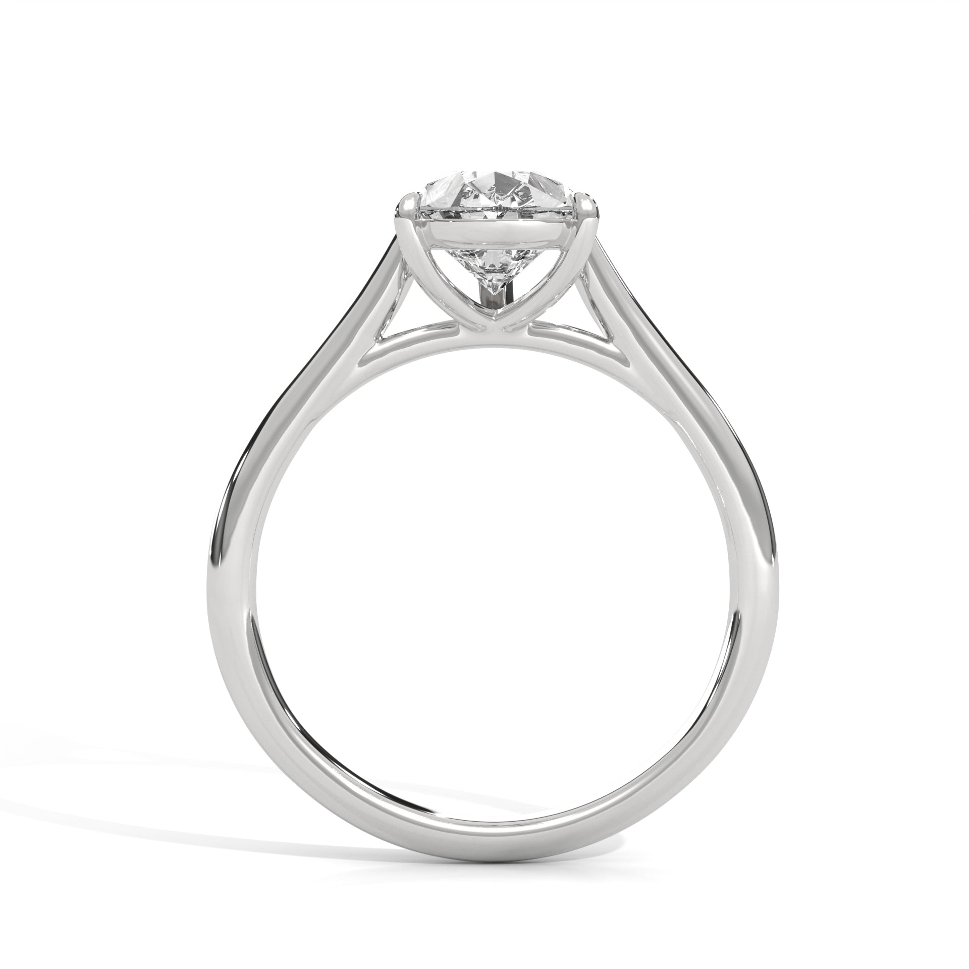 1–3 Carat Pear Lab Grown Diamond Solitaire Ring – Three-Prong Setting with Plain Band in 18K Gold