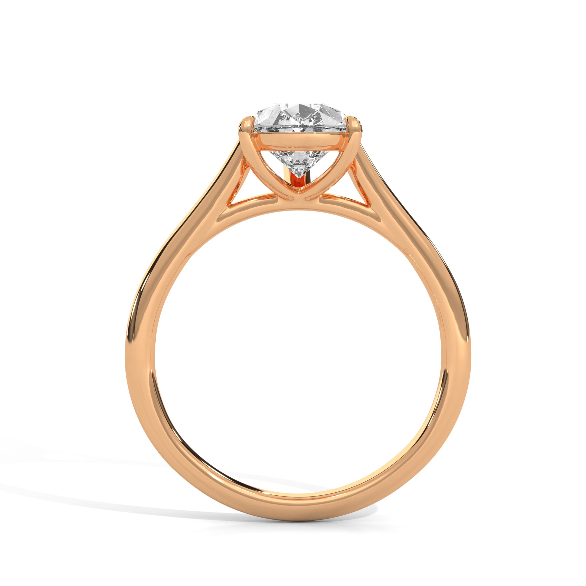 1–3 Carat Pear Lab Grown Diamond Solitaire Ring – Three-Prong Setting with Plain Band in 18K Gold