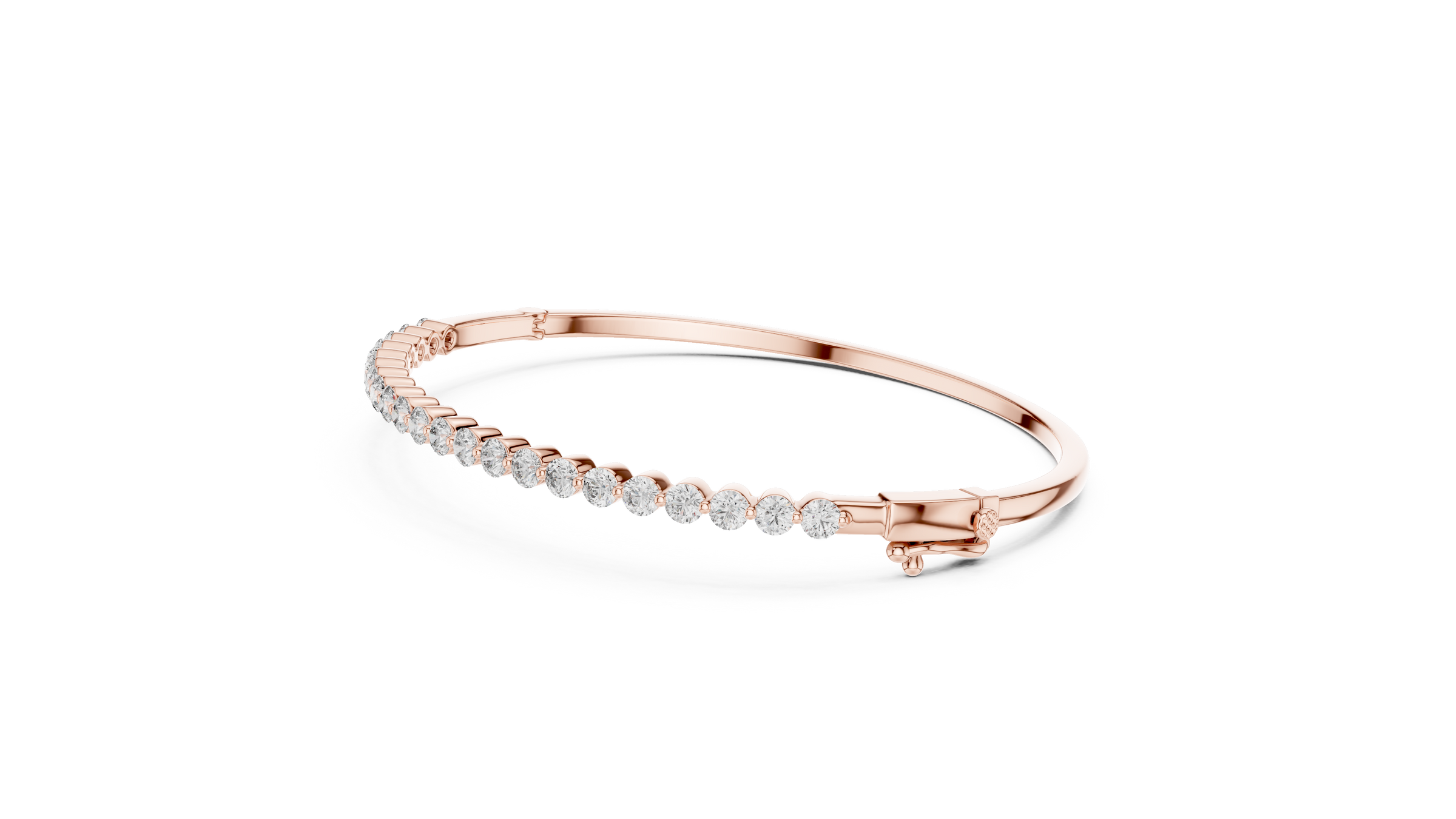 Round Lab-Grown Diamond Bangle Style Bracelet | 18K Gold Diamond Bangle
