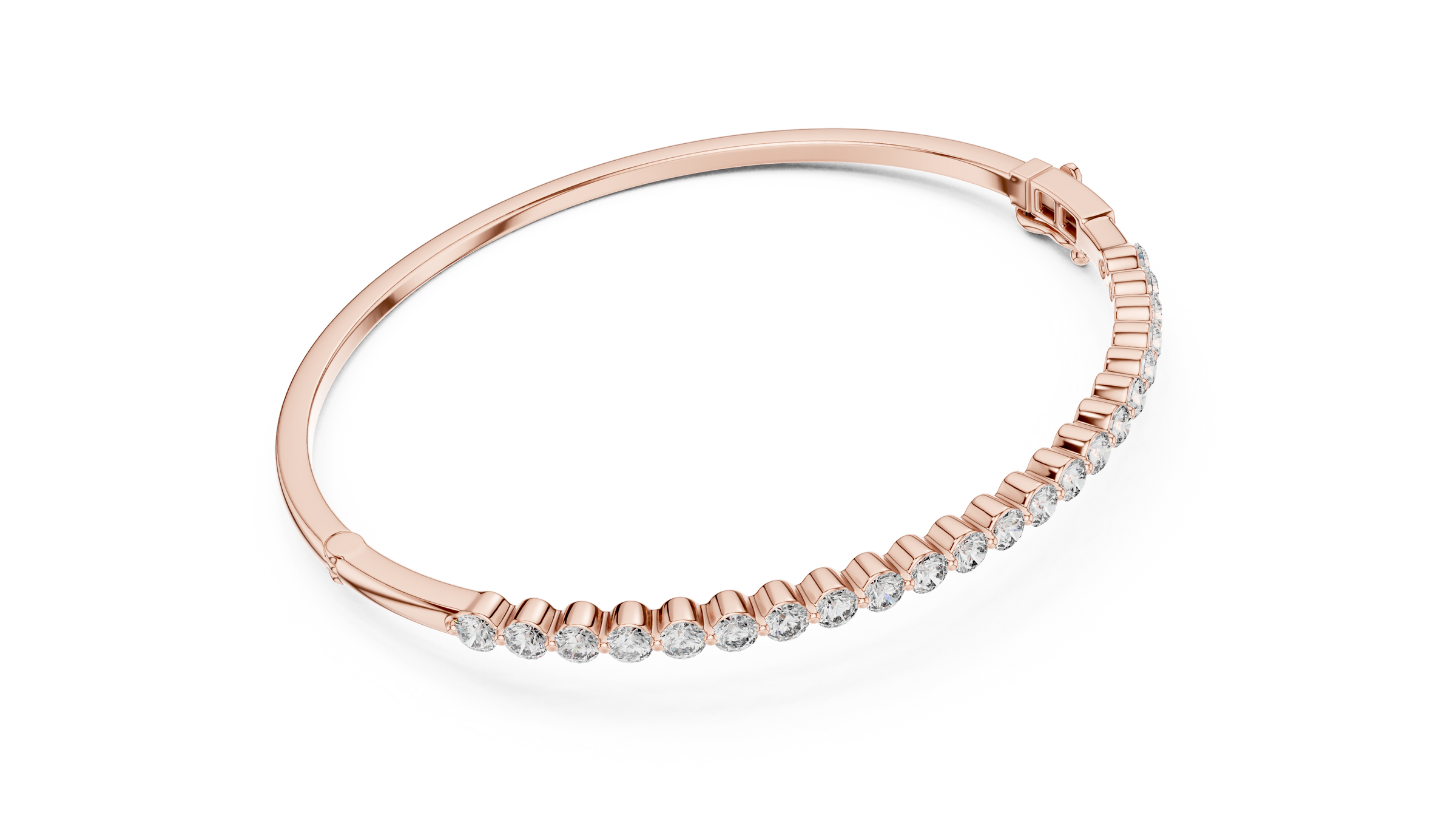 Round Lab-Grown Diamond Bangle Style Bracelet | 18K Gold Diamond Bangle