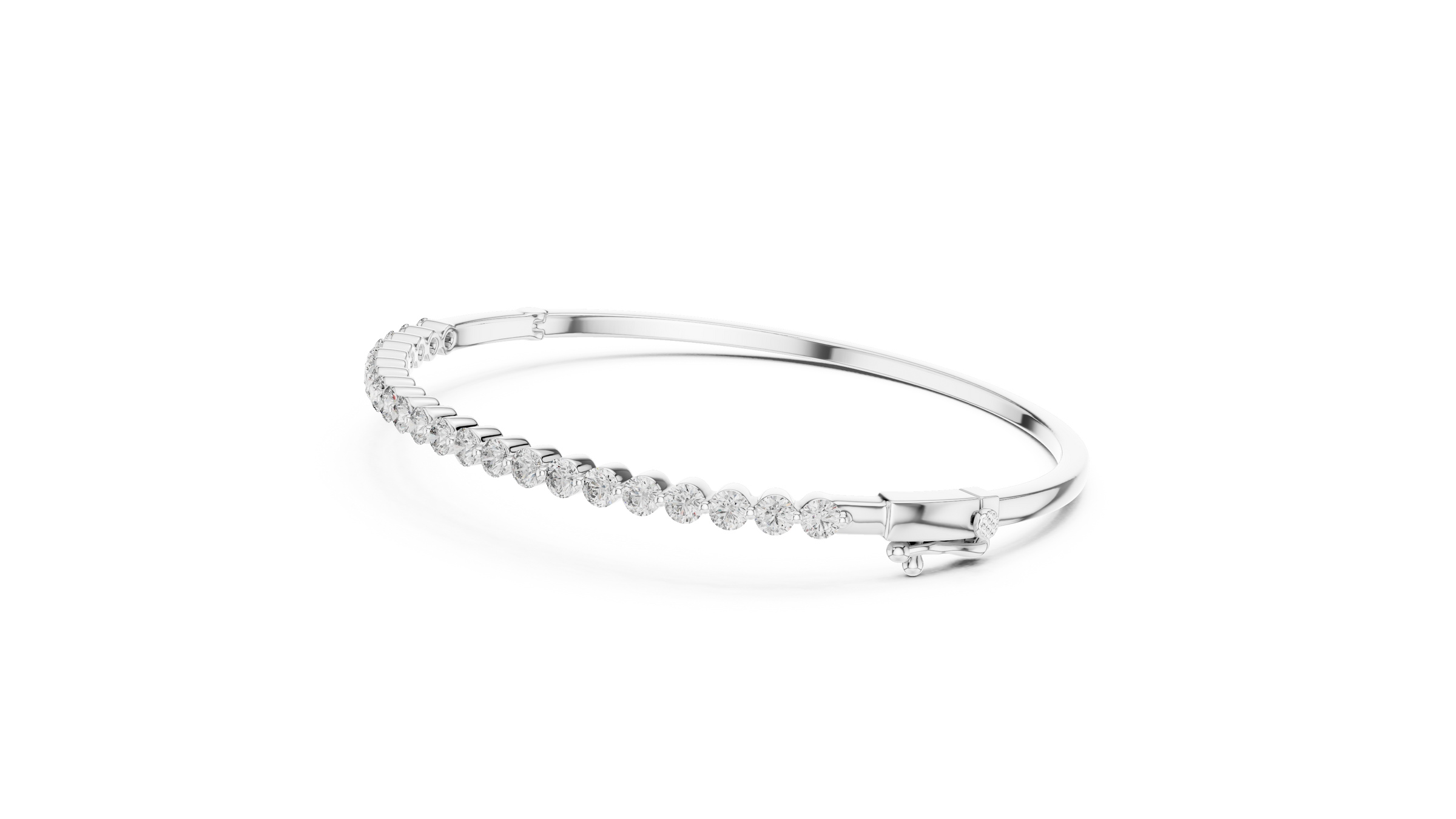 Round Lab-Grown Diamond Bangle Style Bracelet | 18K Gold Diamond Bangle