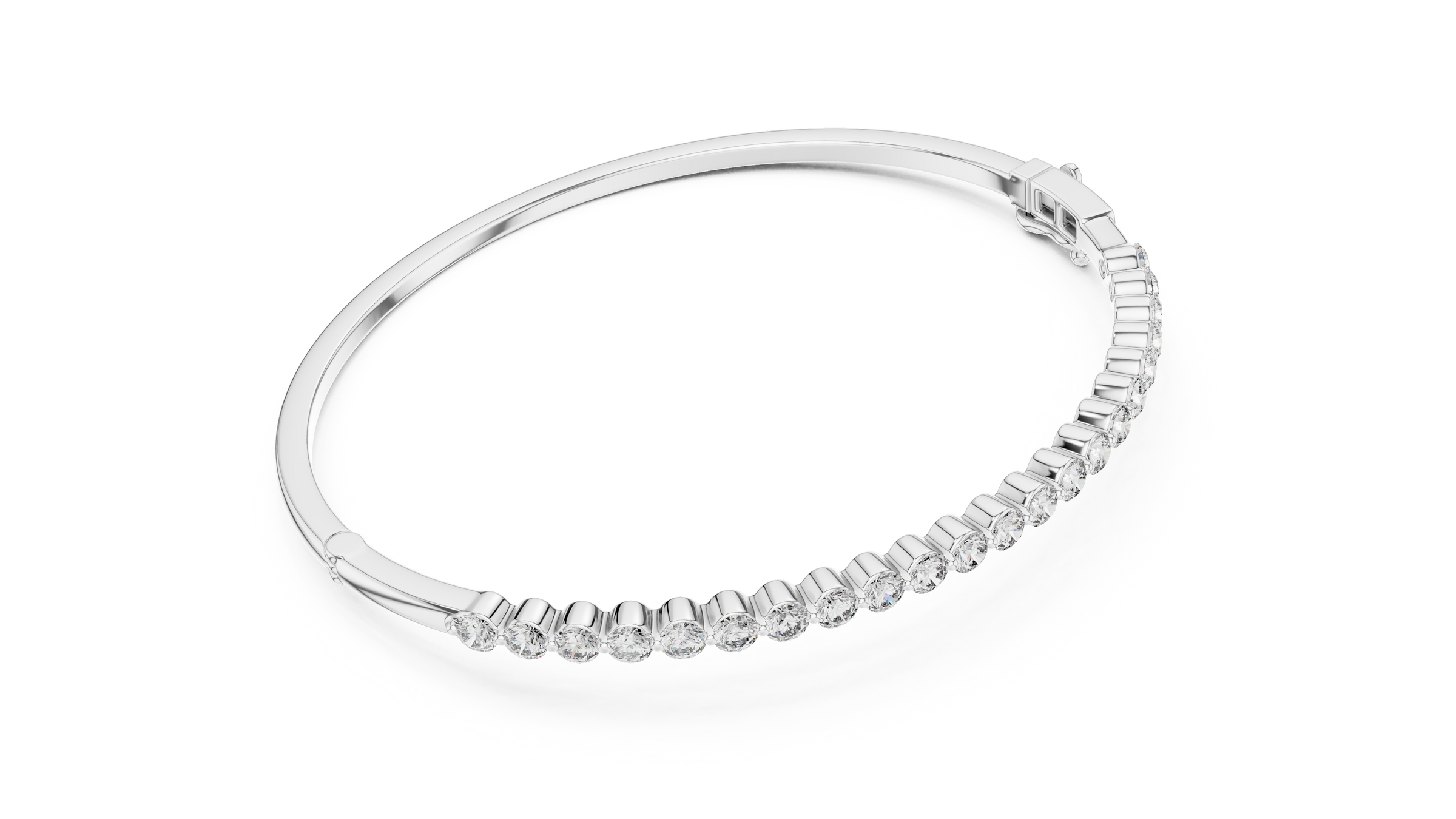 Round Lab-Grown Diamond Bangle Style Bracelet | 18K Gold Diamond Bangle