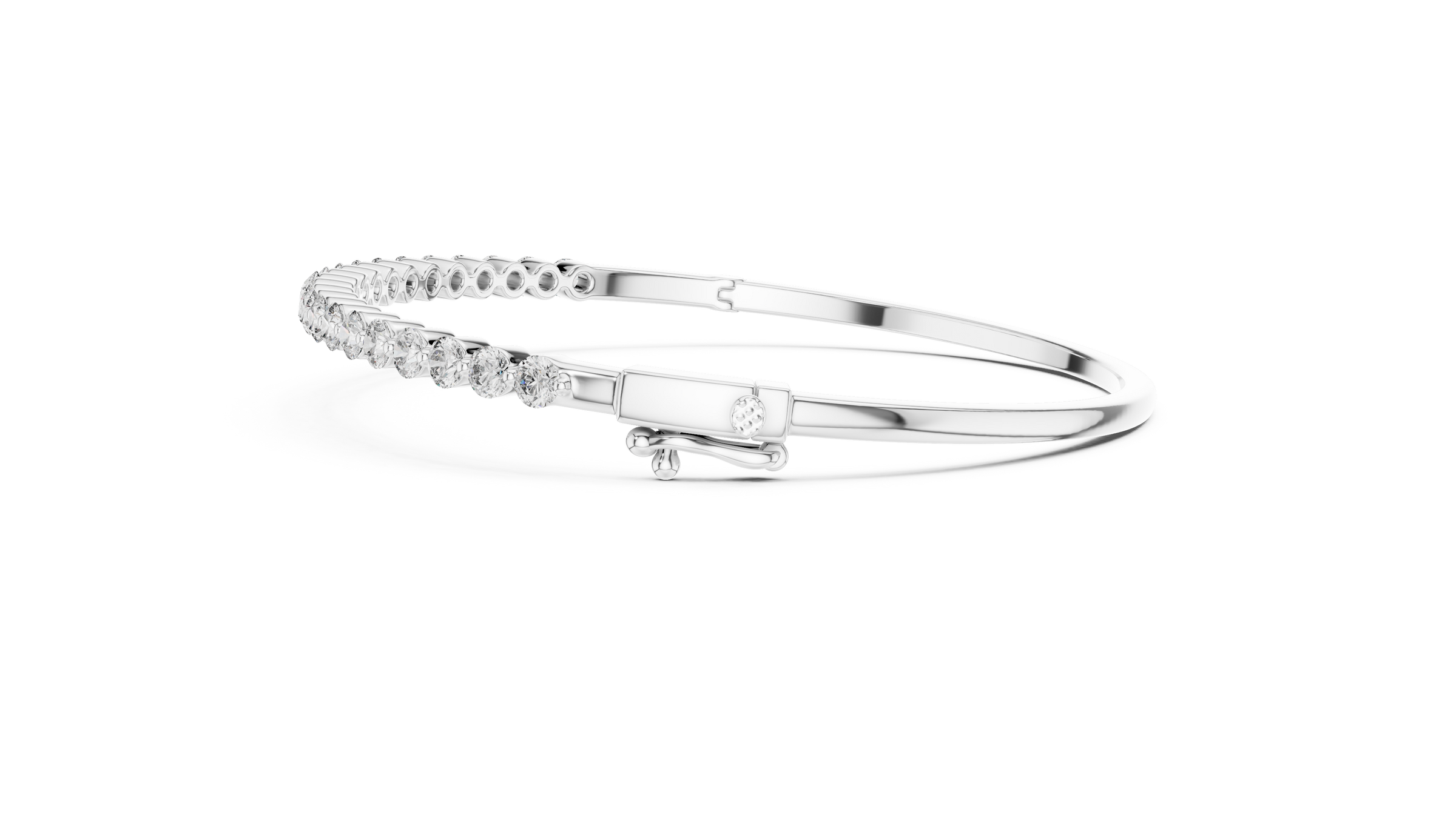 Round Lab-Grown Diamond Bangle Style Bracelet | 18K Gold Diamond Bangle
