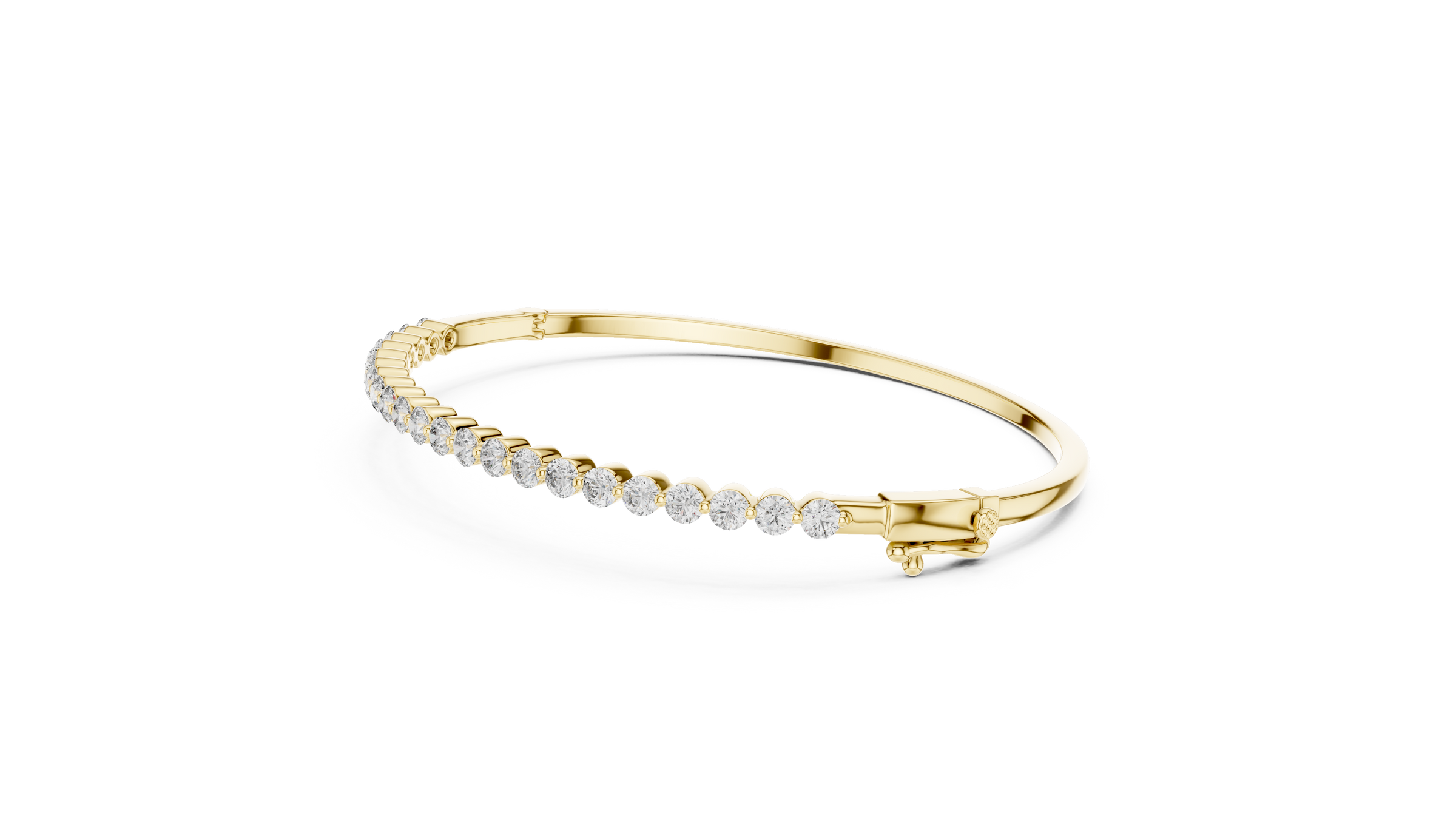 Round Lab-Grown Diamond Bangle Style Bracelet | 18K Gold Diamond Bangle